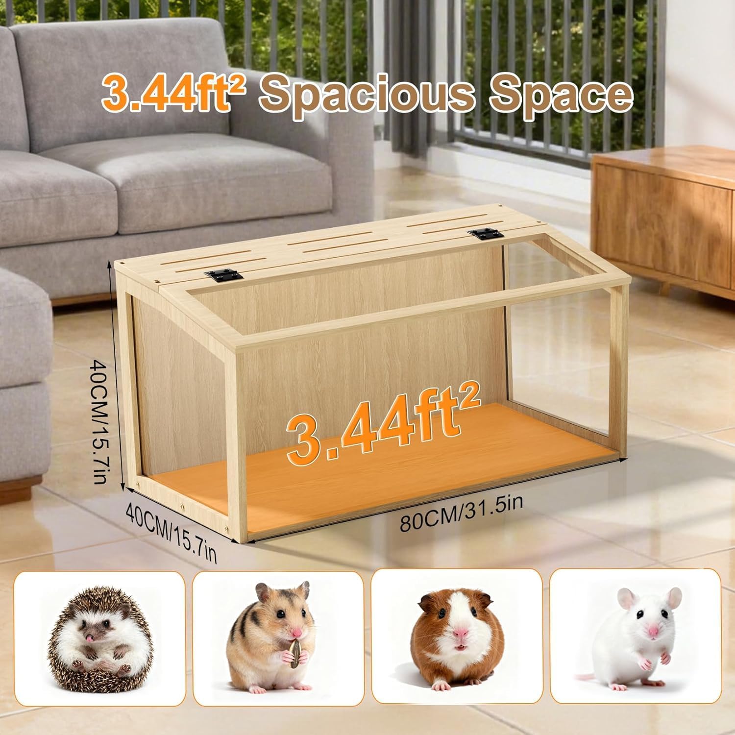 Detalle de BingoPaw cage hamster en bois 80x40x40