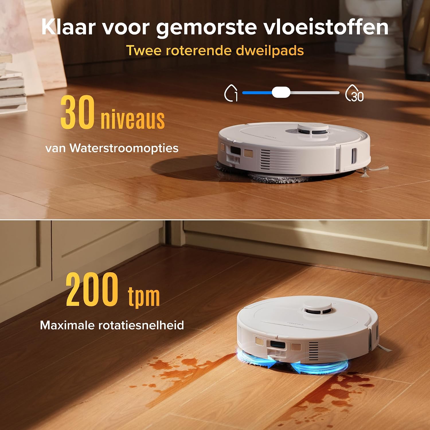 Detalle 1 de roborock Qrevo S Pro robotstofzuiger met dweilfunctie, 18.500 Pa en alles-in-één dock