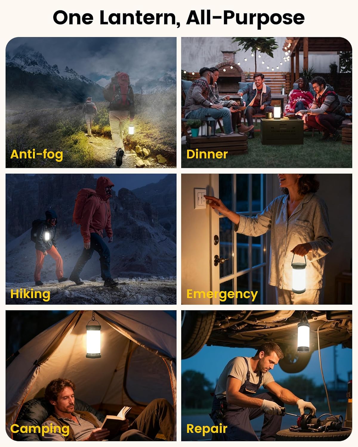 Thumbnail 6 de Glocusent Campinglampe & Zeltlampe: 1500 lm, 135 LED, 200 Stunden Laufzeit, 5000 mAh, USB-C, 3 Farben, SOS – kompakt und robust