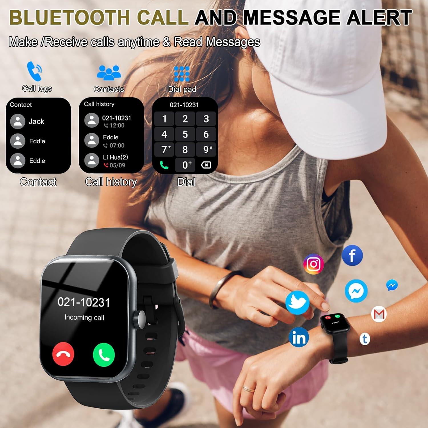 Thumbnail 1 de Smartwatch Herren Damen 1,96" HD Touch Fitnessuhr mit Telefonfunktion – 113+ Sportmodi, Schlafmonitor, IP68
