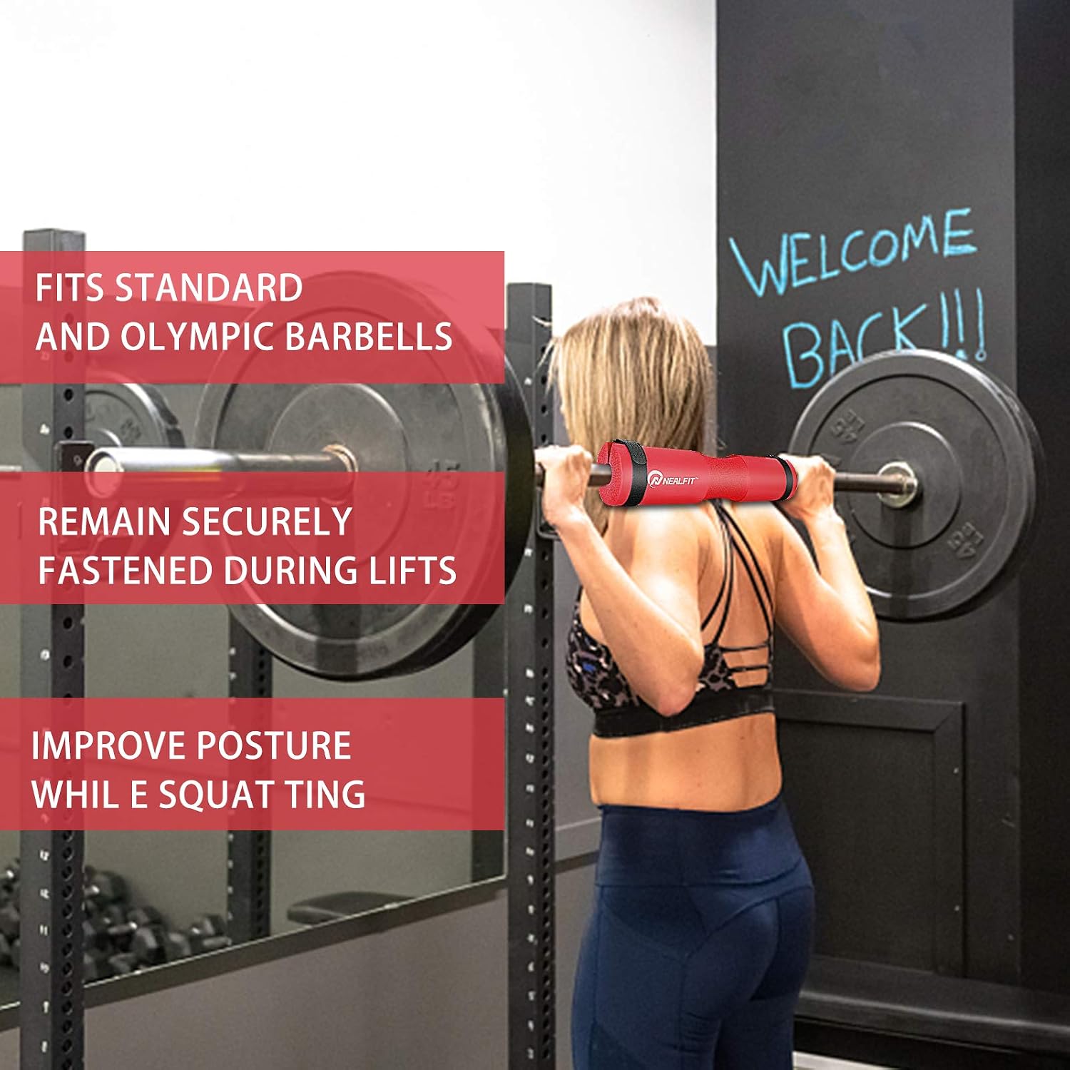Detalle 1 de NEALFIT NE-16888 Barbell Pad, 17-Inch Foam Pad for Standard and Olympic Bars