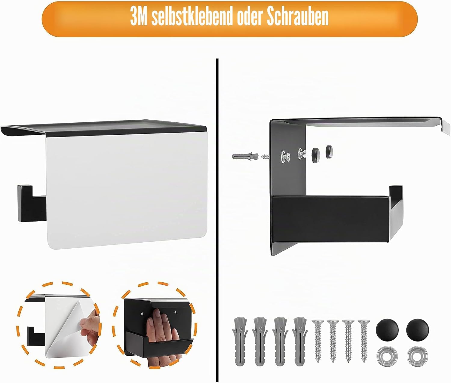Detalle 2 de HITSLAM Toilettenpapierhalter mit Ablage – selbstklebend