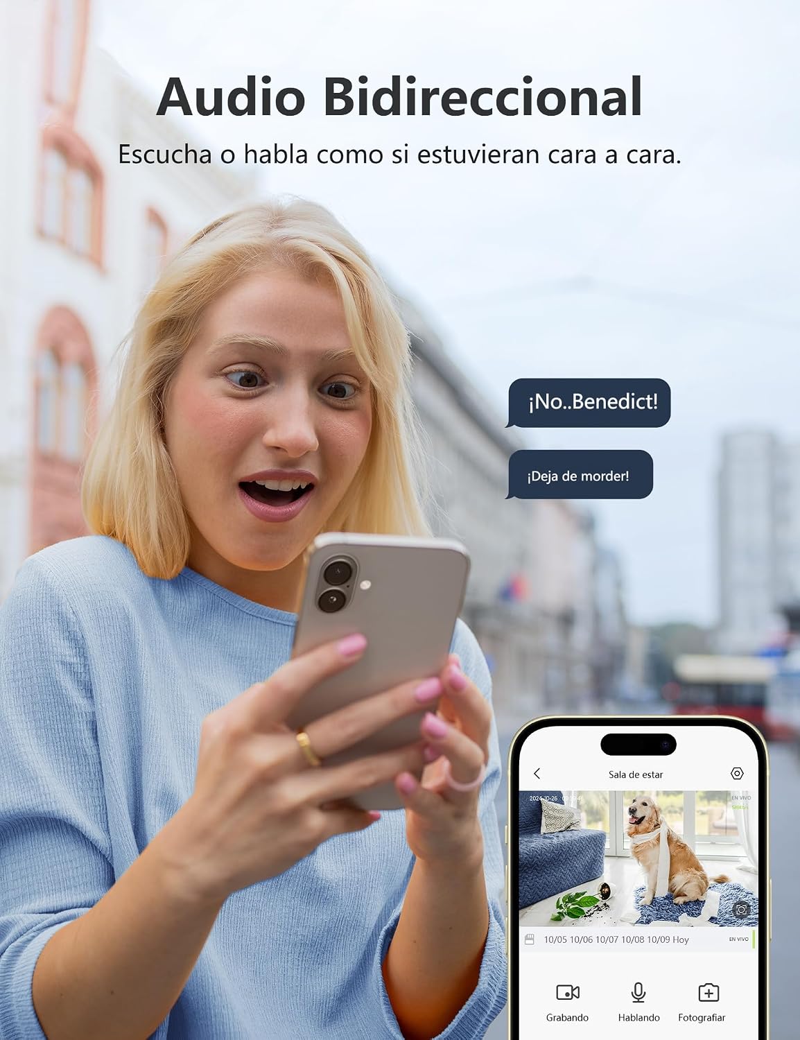 Detalle de GNCC 2K Cámara Vigilancia WiFi Interior para Mascotas: 360° de seguimiento, visión nocturna y audio bidireccional