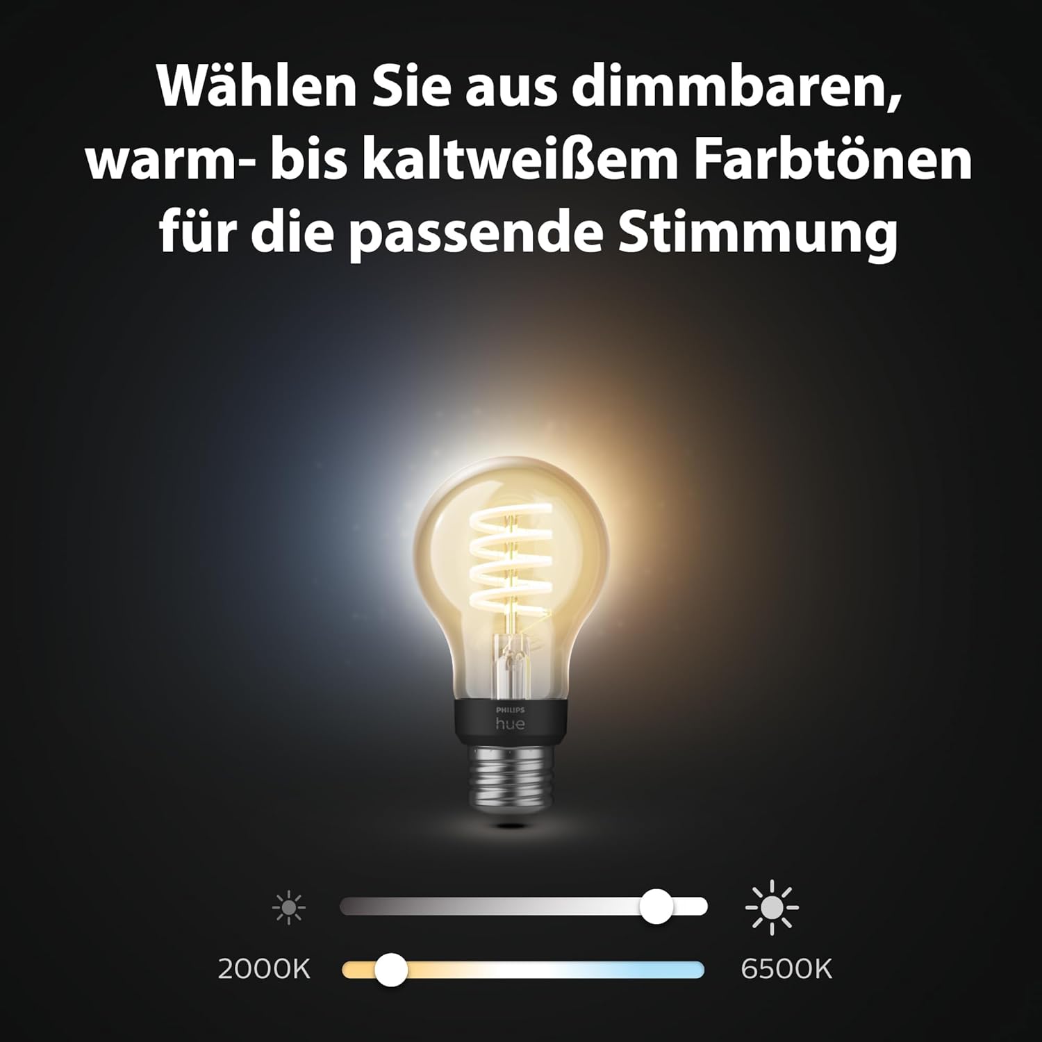 Thumbnail 1 de Philips Hue White Ambience E27 Standard Filament 7 W, dimmbar (Warm- bis Kühlweiß) – 3er-Set