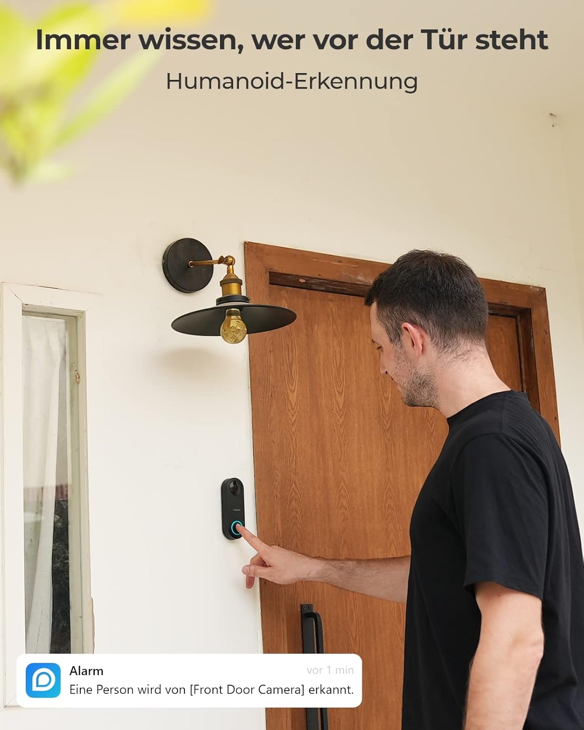 Detalle de Reolink 5MP Video-Türklingel PoE mit Chime – UHD, 180° Ultraweitwinkel, Humanoid-Erkennung, wasserdicht, Alarme, NVR-kompatibel (Generalüberholt)