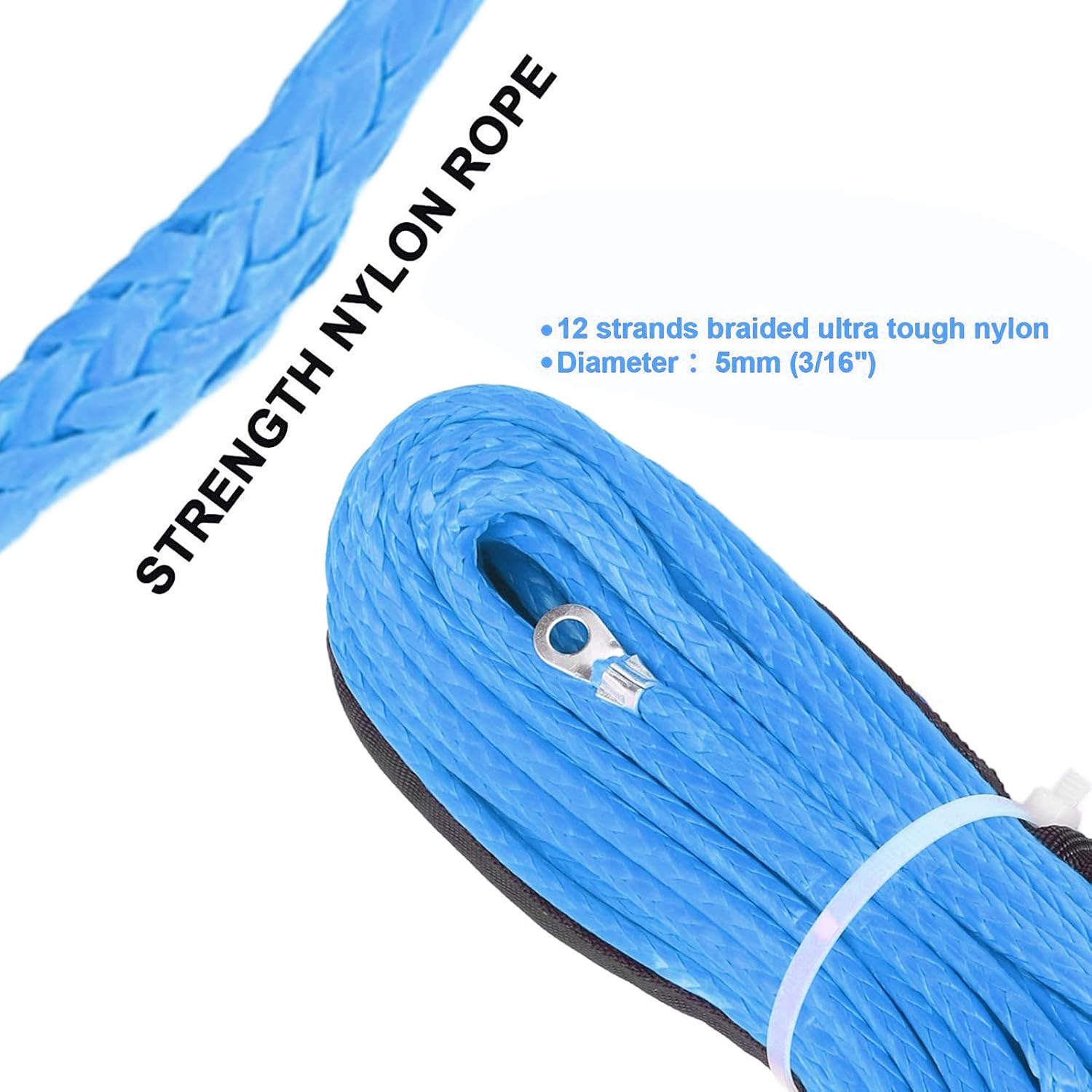 Thumbnail 3 de Syntetisk vinschlina 4,8 mm x 15 m, blå – 5 500 lbs brottstyrka