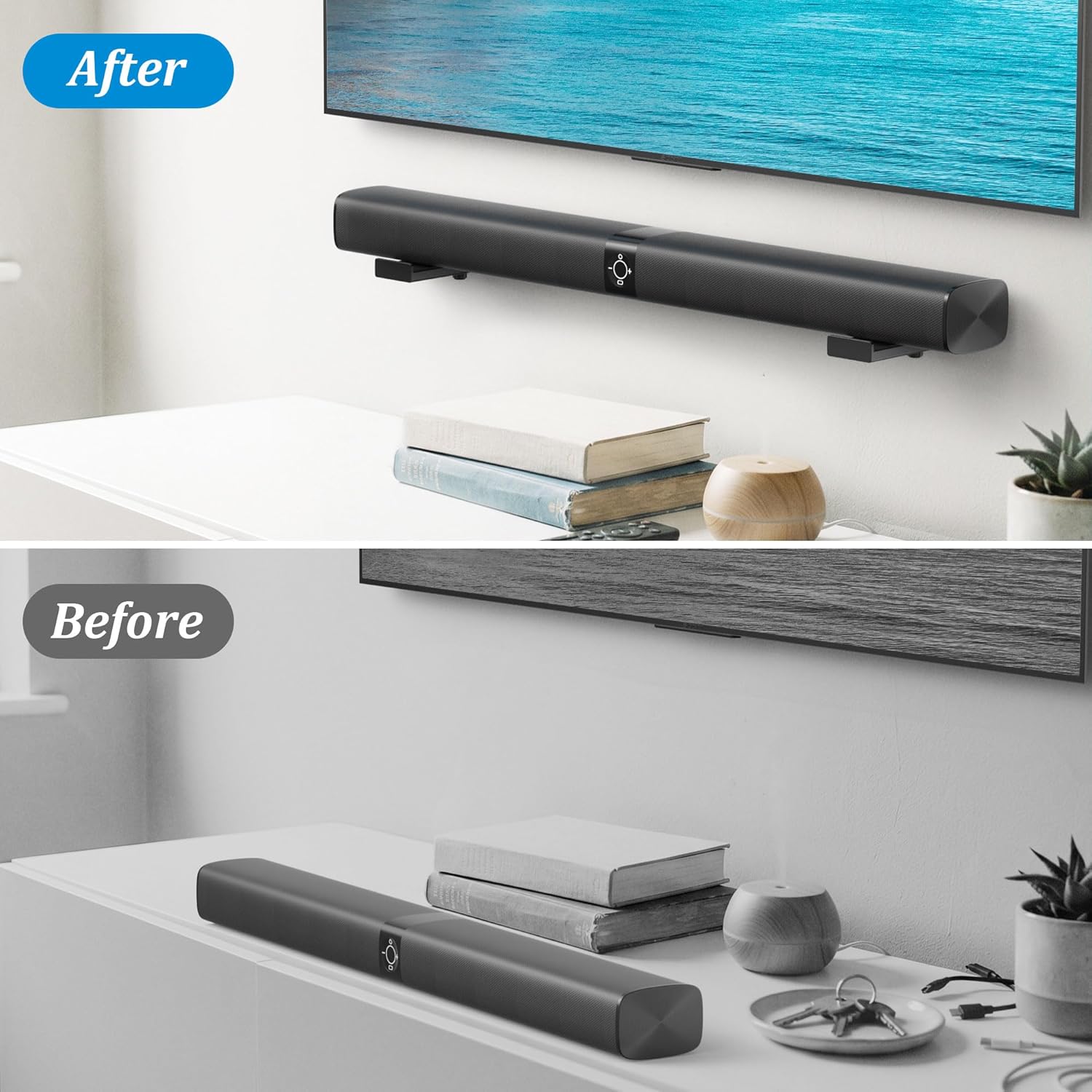 Detalle de PlusAcc Soundbar Wall Mount – Adjustable, Universal Fit for Most Soundbars