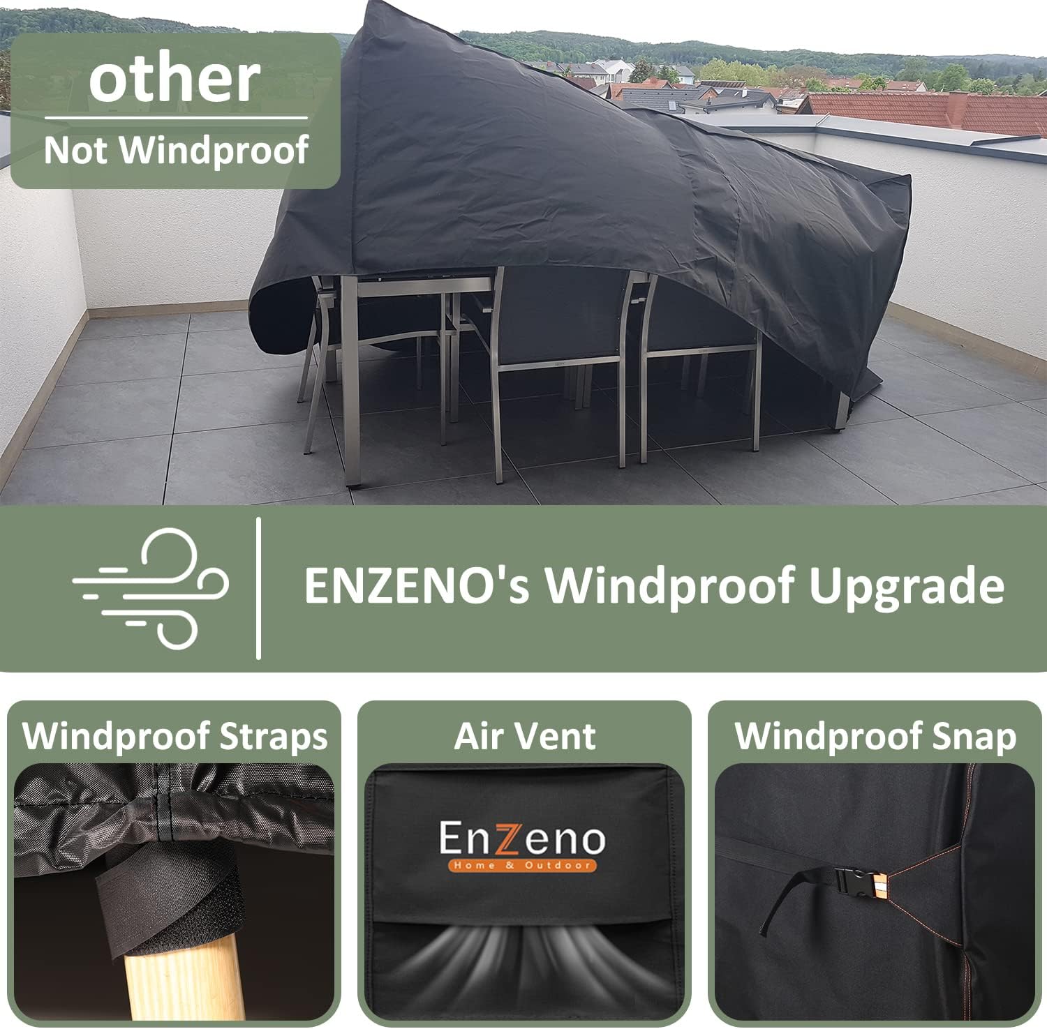 Detalle de Enzeno Waterproof Garden Furniture Cover 200x160cm
