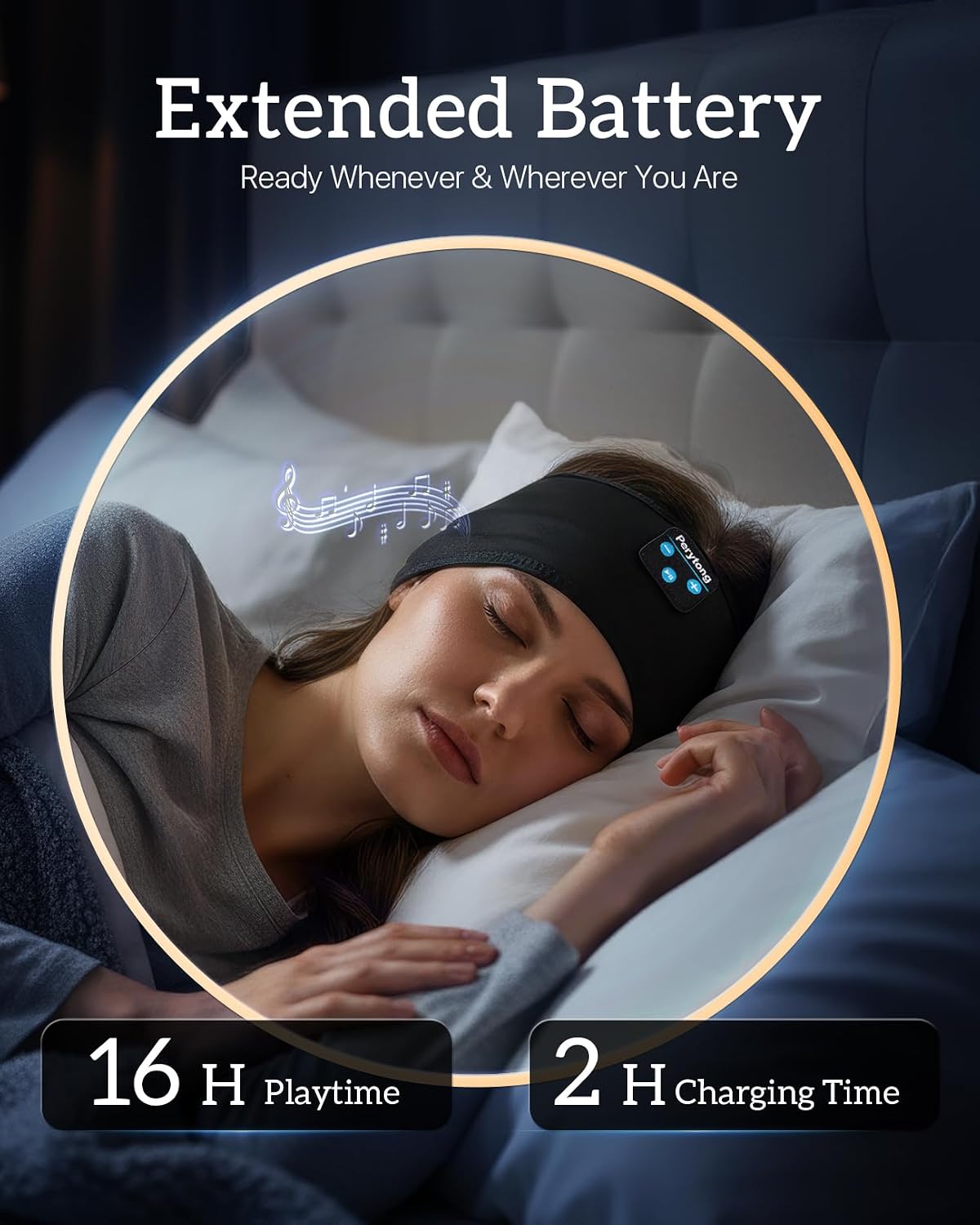 Thumbnail 5 de Perytong PTL01 Sleep Headband Headphones, Bluetooth 5.4, 40mm Speakers, 2-Pack