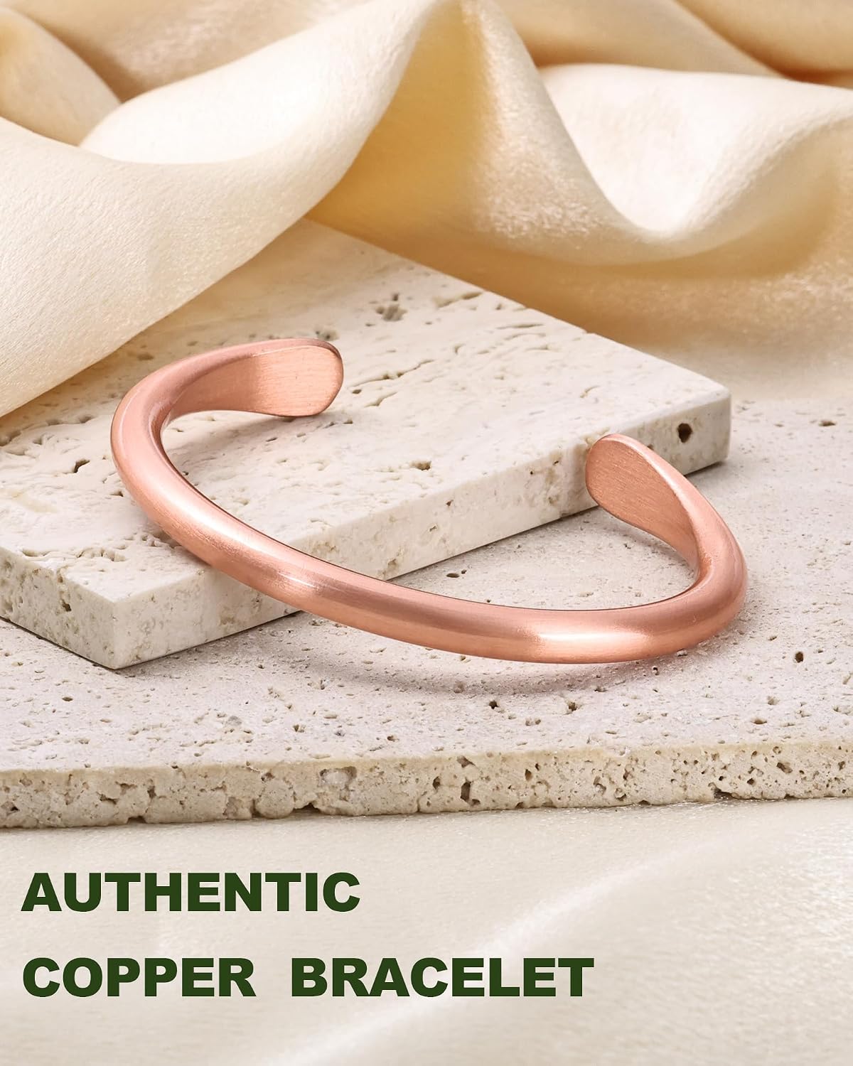 Detalle de MagEnergy 100% Solid Copper Bracelet – Handmade Adjustable Open Cuff