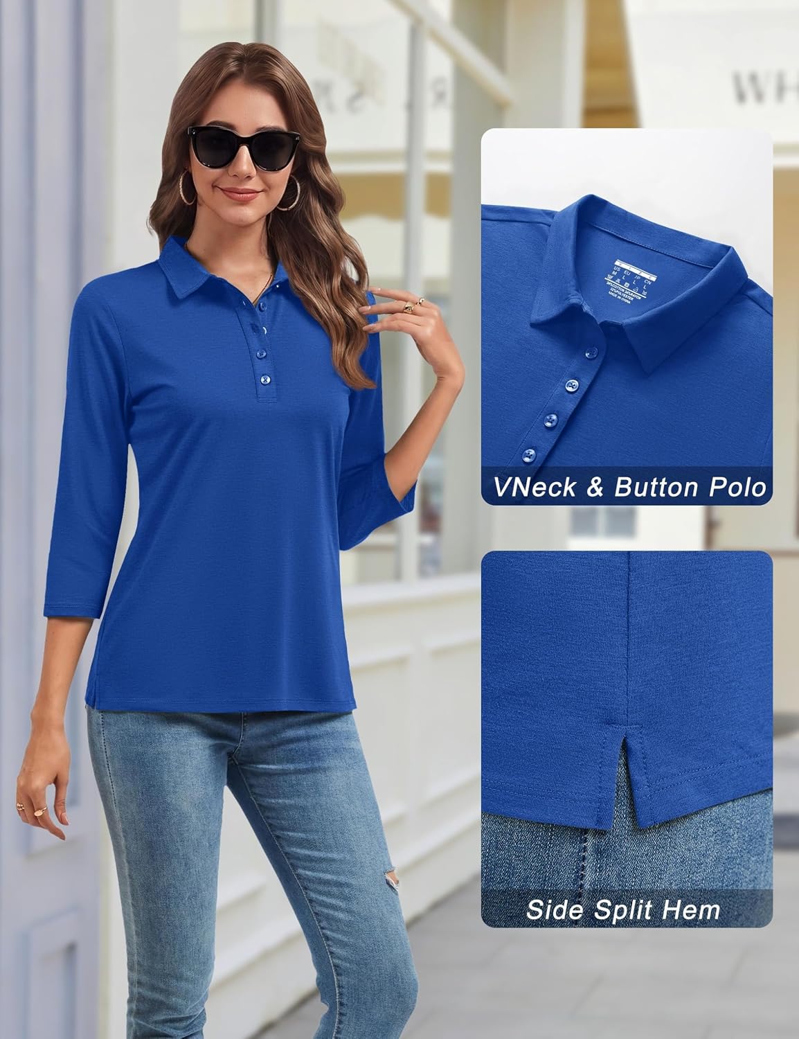 Thumbnail 5 de YUCOLEN Women's Polo Shirt, 3/4 Sleeves