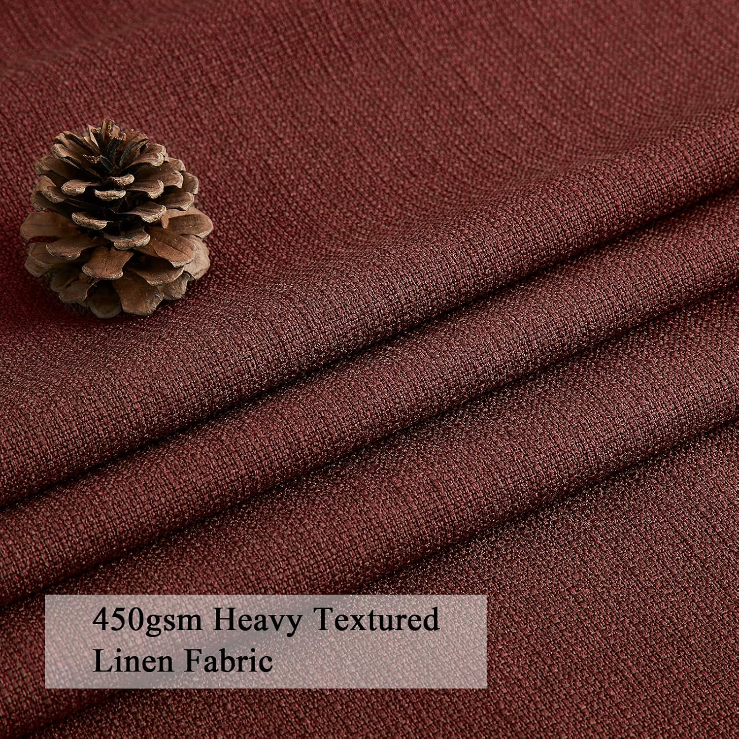 Detalle 2 de Lirien Linen curtain 96-Inch Blackout Curtains, Chestnut Brown, Pinch Pleat