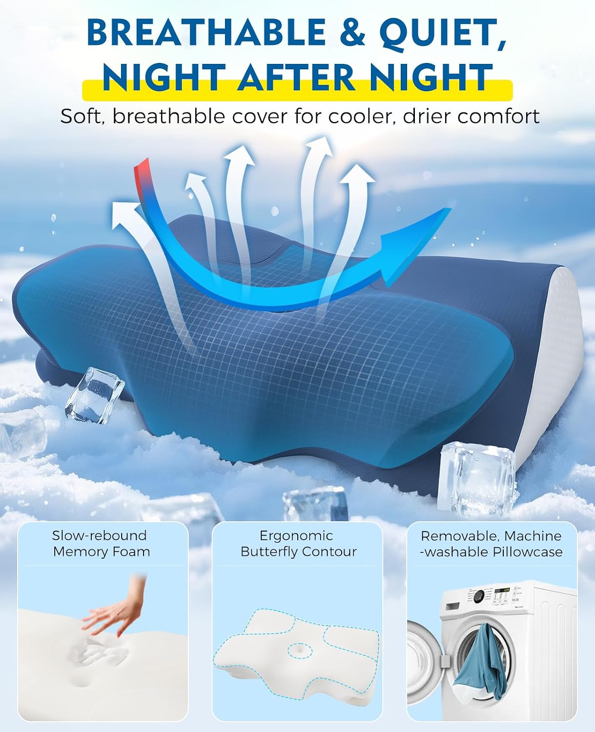 Detalle 1 de Orthopaedic Cervical Memory Foam Pillow for Neck Pain Relief 💤