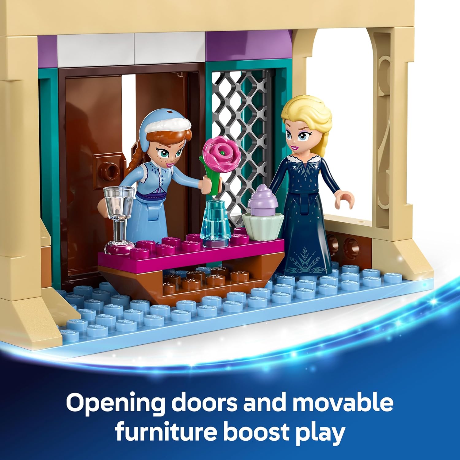 Detalle de LEGO Disney Princess Arendelle Frozen Castle Toy (43265) – Anna & Elsa Mini Dolls with Olaf and Penguin Figures