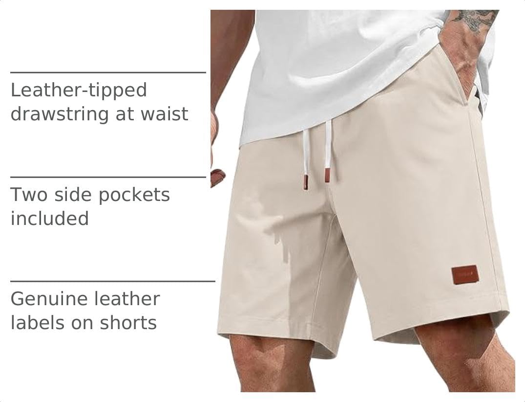 Detalle de COOFANDY Men's Cotton Chino Shorts 9 Inch: Relaxed, Breathable Summer Short with Pockets