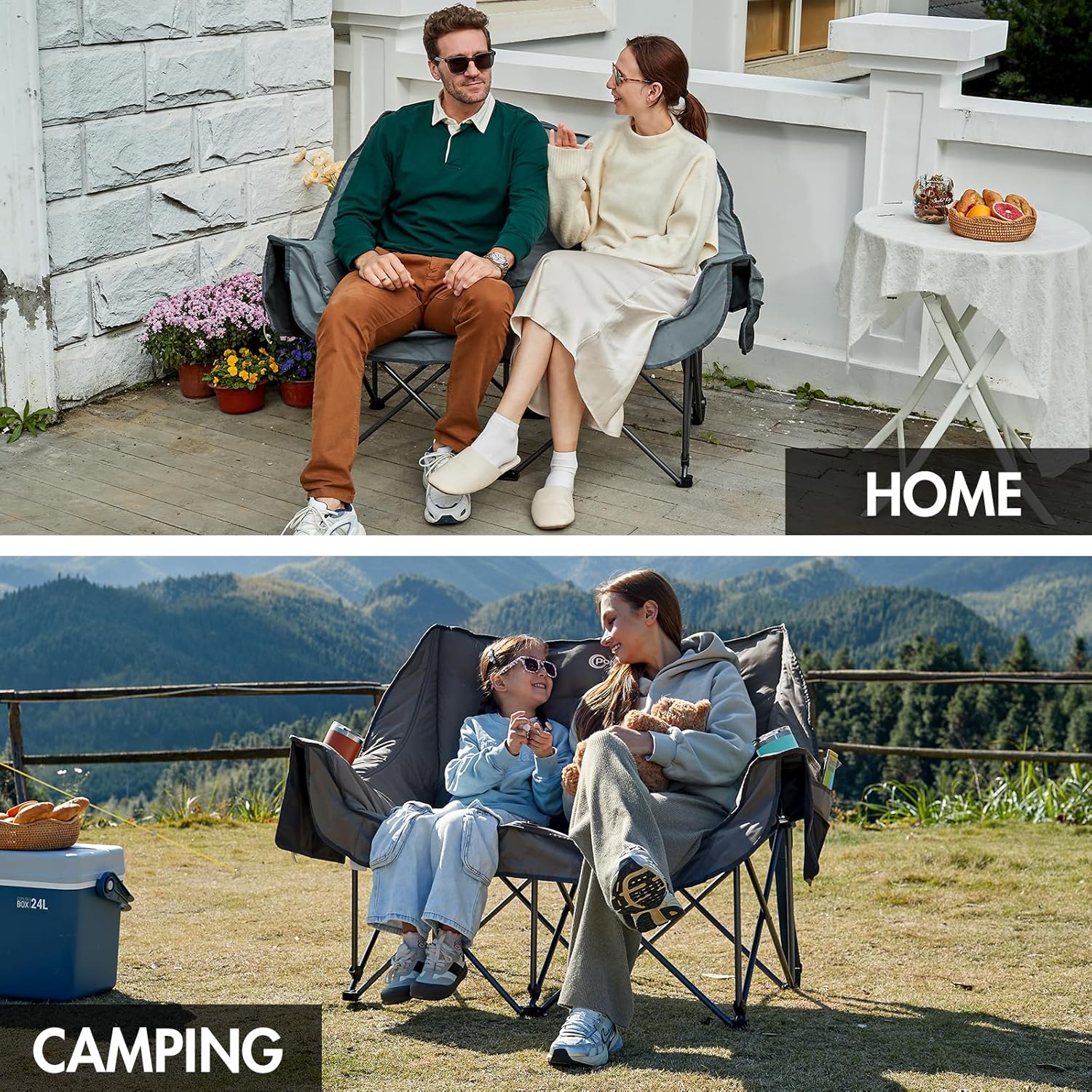 Thumbnail 3 de Portal Double Padded Folding Camping Sofa for Adults (Large Quilted Love Seat) – Load 272KG