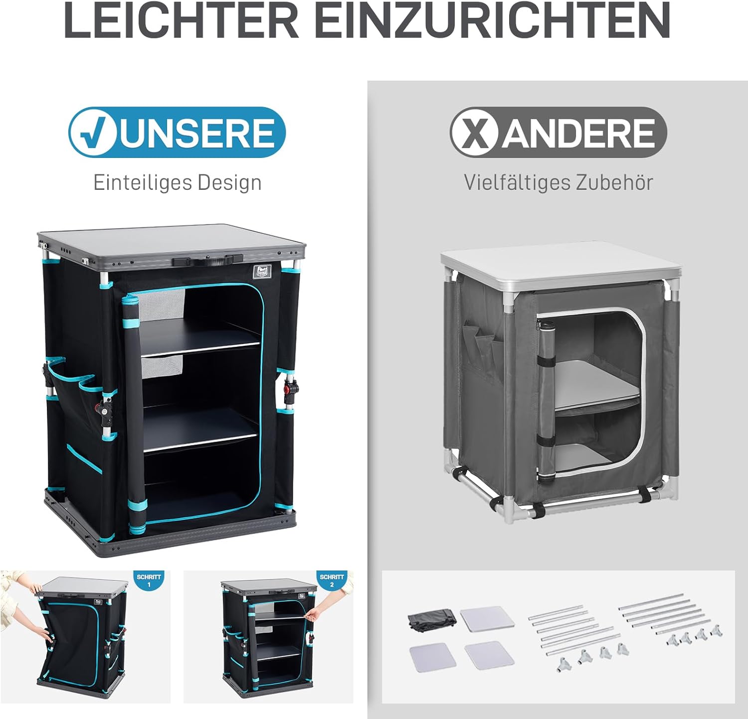 Detalle 2 de TIMBER RIDGE faltbarer Campingschrank für Campingküche, klappbar inkl. Tragetasche