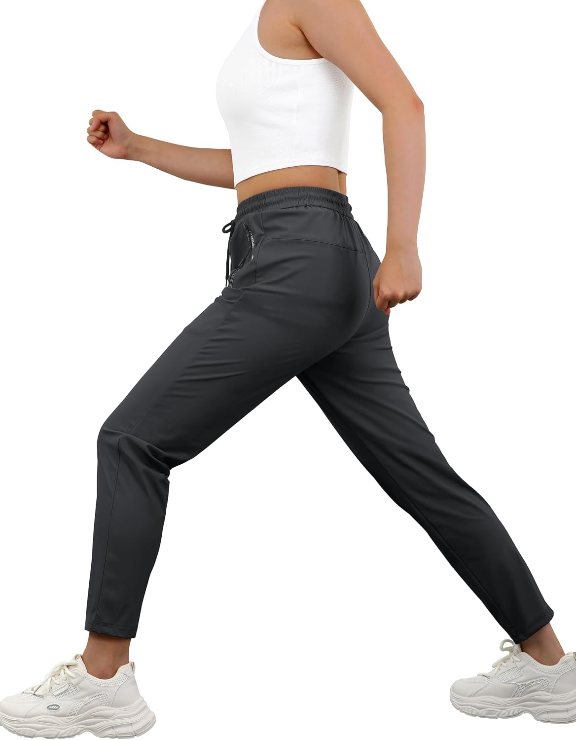 Detalle de IWOLLENCE IW7061 Women's Active Stretch Pants, Quick-Dry Fabric and Zipper Pockets