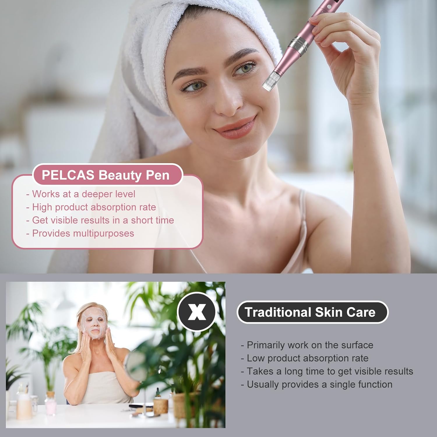 Detalle de Derma Pen PELCAS Elektrischer Microneedling Pen 9 Stufen