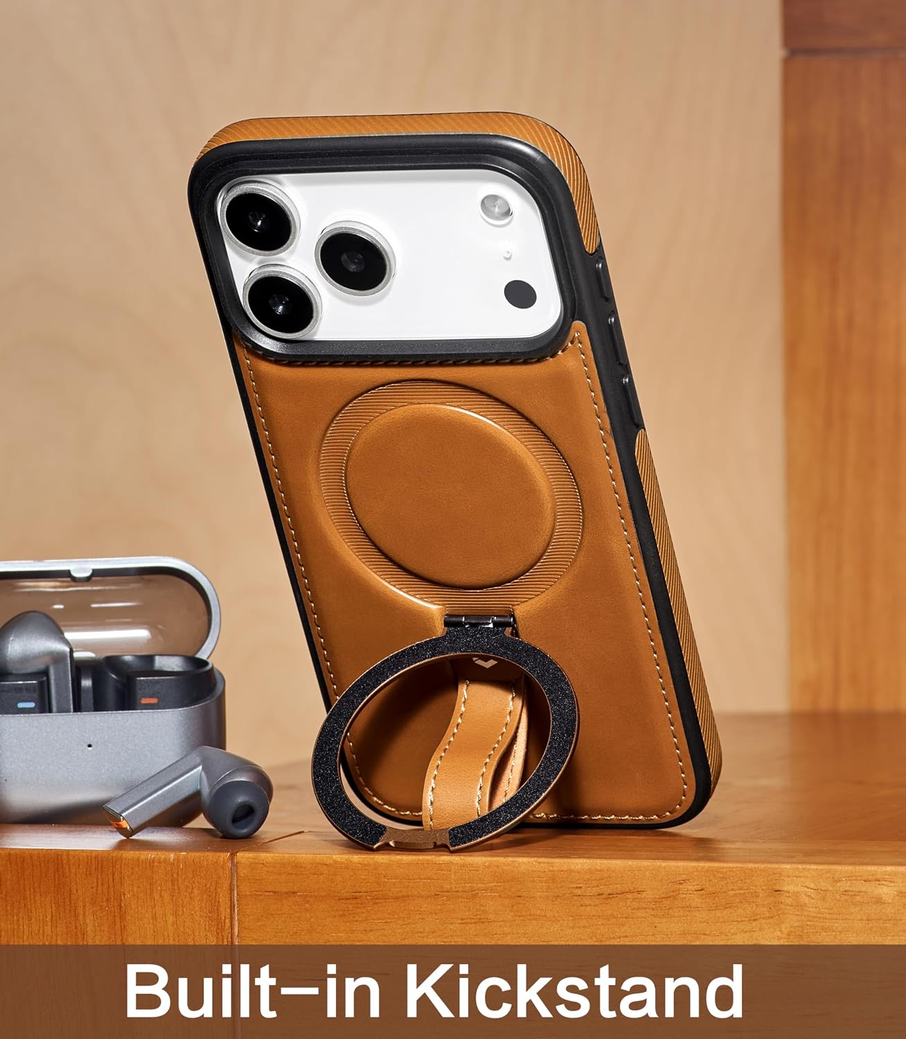 Thumbnail 5 de BUTAIGA iPhone 17 Pro Max Leather Case with Stand