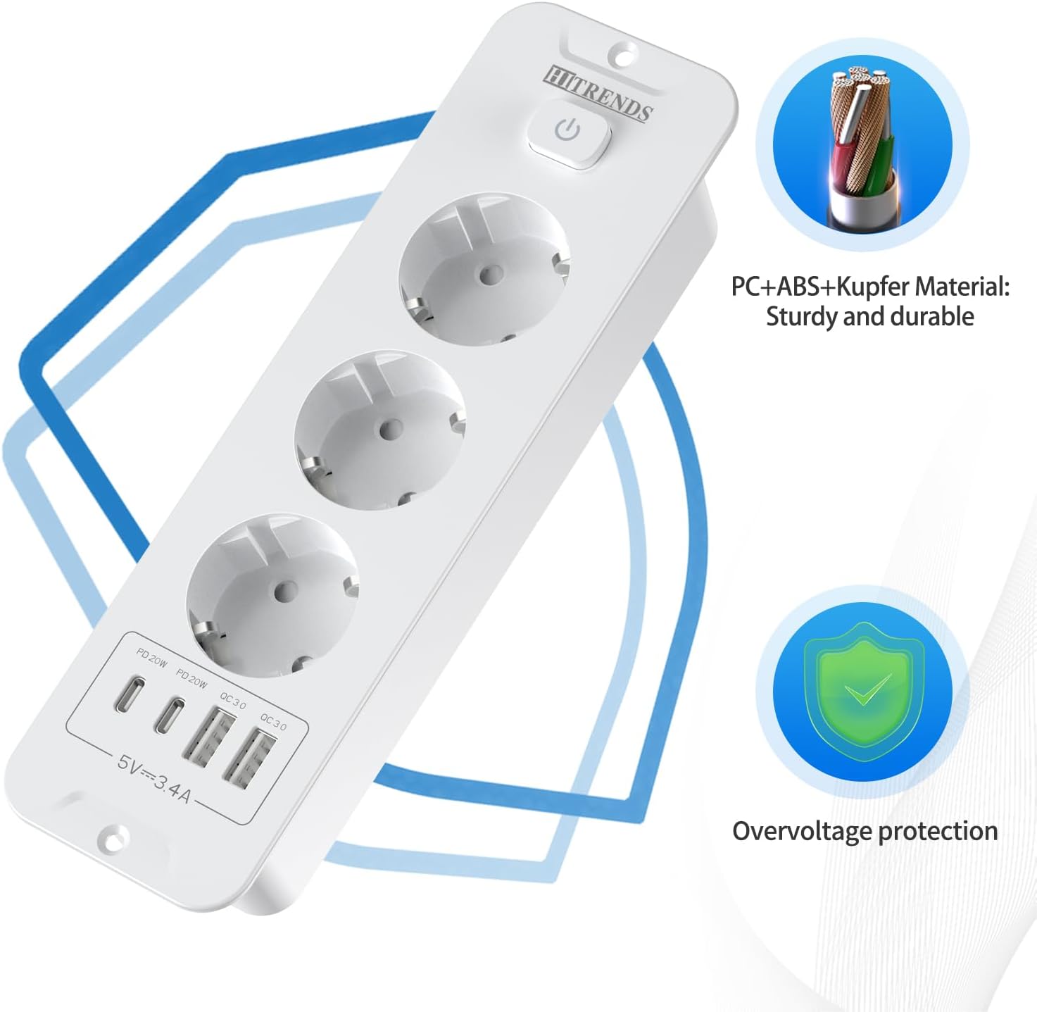 Detalle 2 de Versenkbare Steckdose mit USB 7‑in‑1