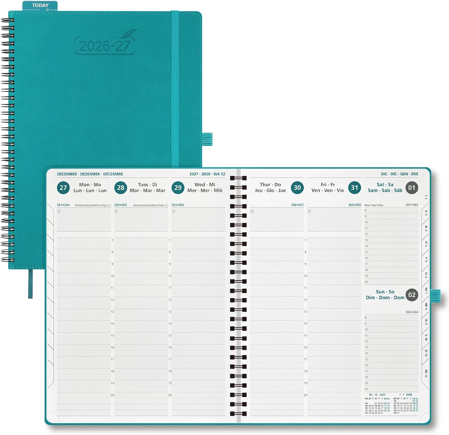 Thumbnail 6 de BEZEND Kalender 2026/2027 – Wochenplaner A5, 18 Monate (Juli 2026–Dezember 2027) im Ringbuch PU-Leder Softcover, Lavendel