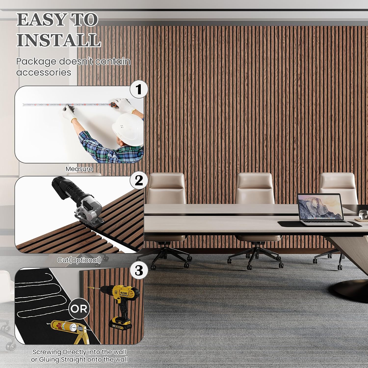 Thumbnail 5 de LDB_BUILDING AWPLDB-CB-26932-4P Acoustic Wood Slat Wall Panels, Red Oak