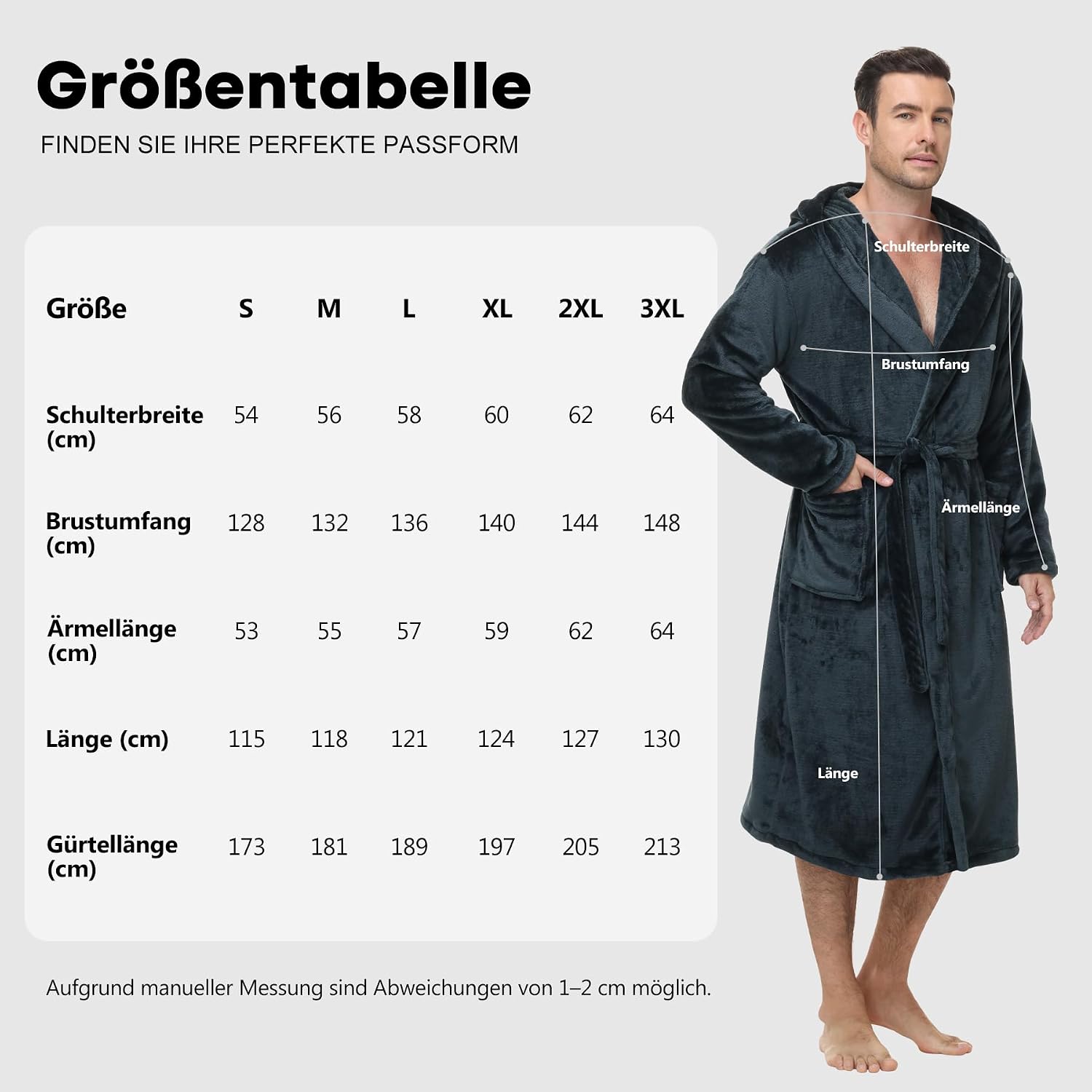 Thumbnail 5 de FALARY Bademantel Herren Kapuze Flanell
