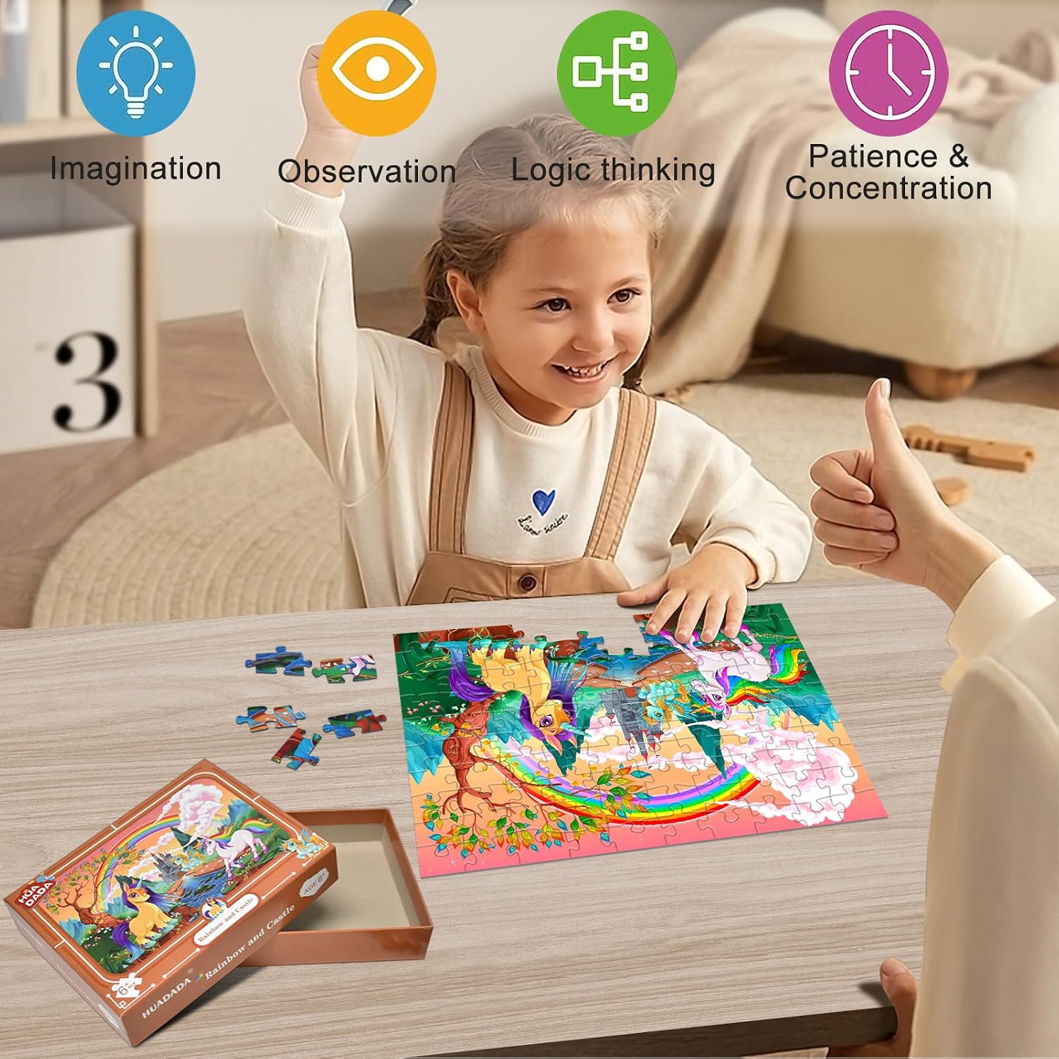 Detalle de Jigsaw Puzzles for Kids: 100 Piece Rainbow and Castle Puzzle for 6-Year-Olds