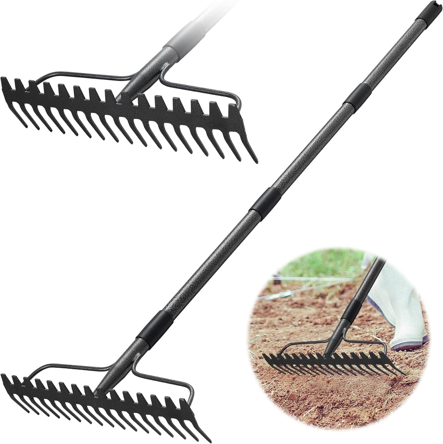 Detalle de Metal Bow Rake 124 cm with 17 Tines