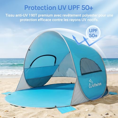 Detalle 2 de Wolfwise Abris de plage Pop Up UPF 50+ pour 3–4 personnes