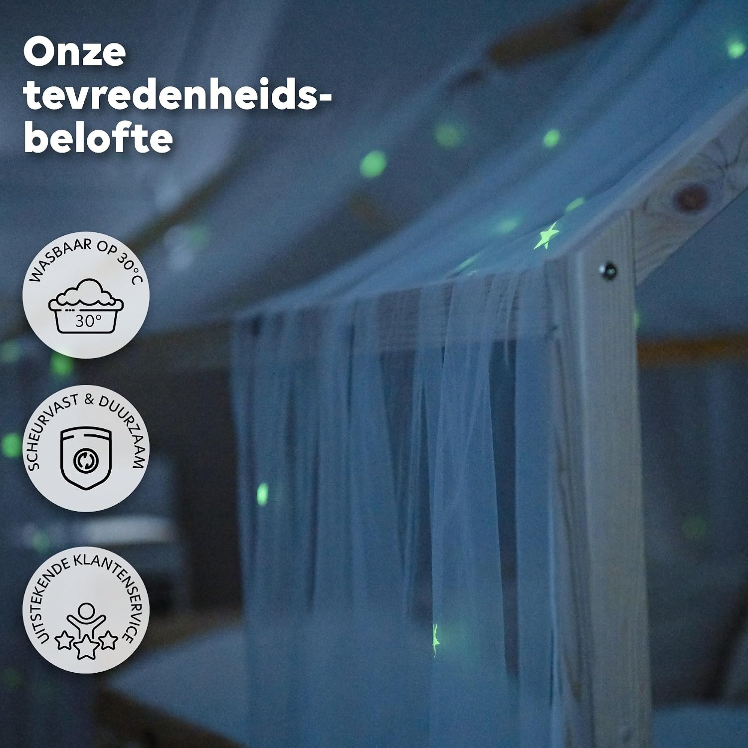 Thumbnail 5 de lilimaus BH-HB-135x320-GS-WEISS bedhemel met lichtgevende sterren