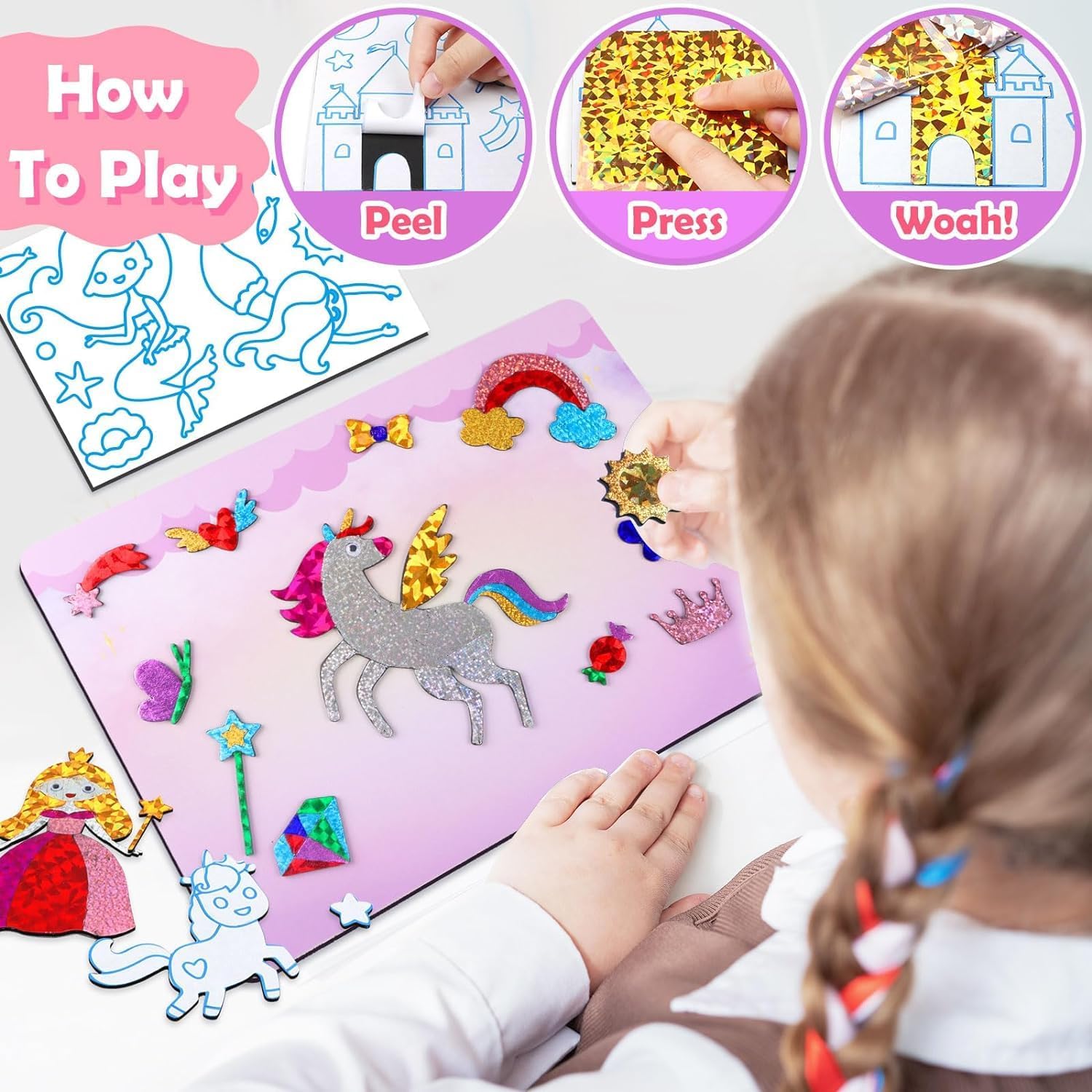 Thumbnail 3 de ZMLM Folienspaß Einhorn‑Sticker Bastelset für Mädchen 4–9 Jahre 🎨