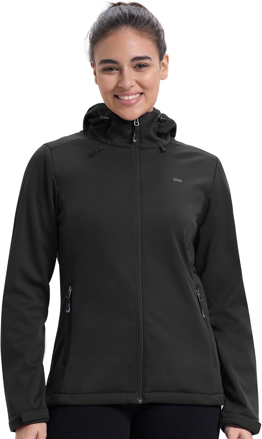 Detalle 2 de 33,000ft Damen Fleece Softshelljacke mit Kapuze – wasserdicht, winddicht fürs Radfahren & Outdoor