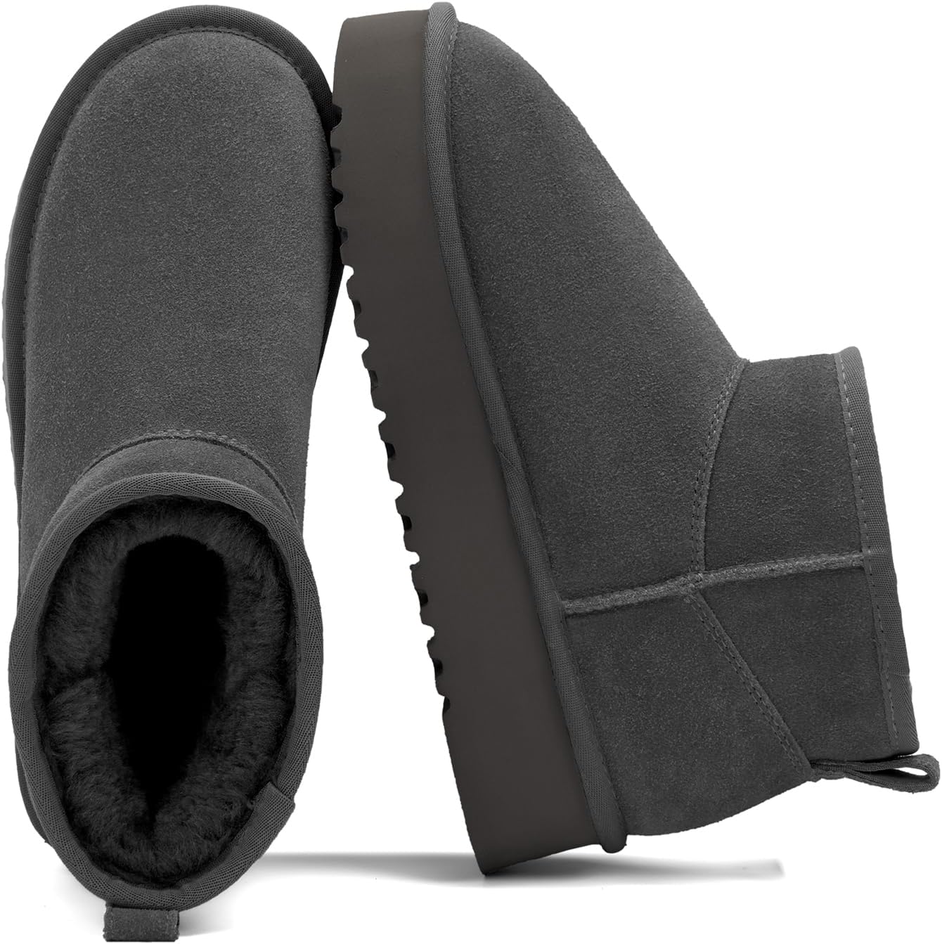 Detalle de OXSTAR Women's Suede Winter Ankle Boots with Faux Fur Lining and EVA Outsole
