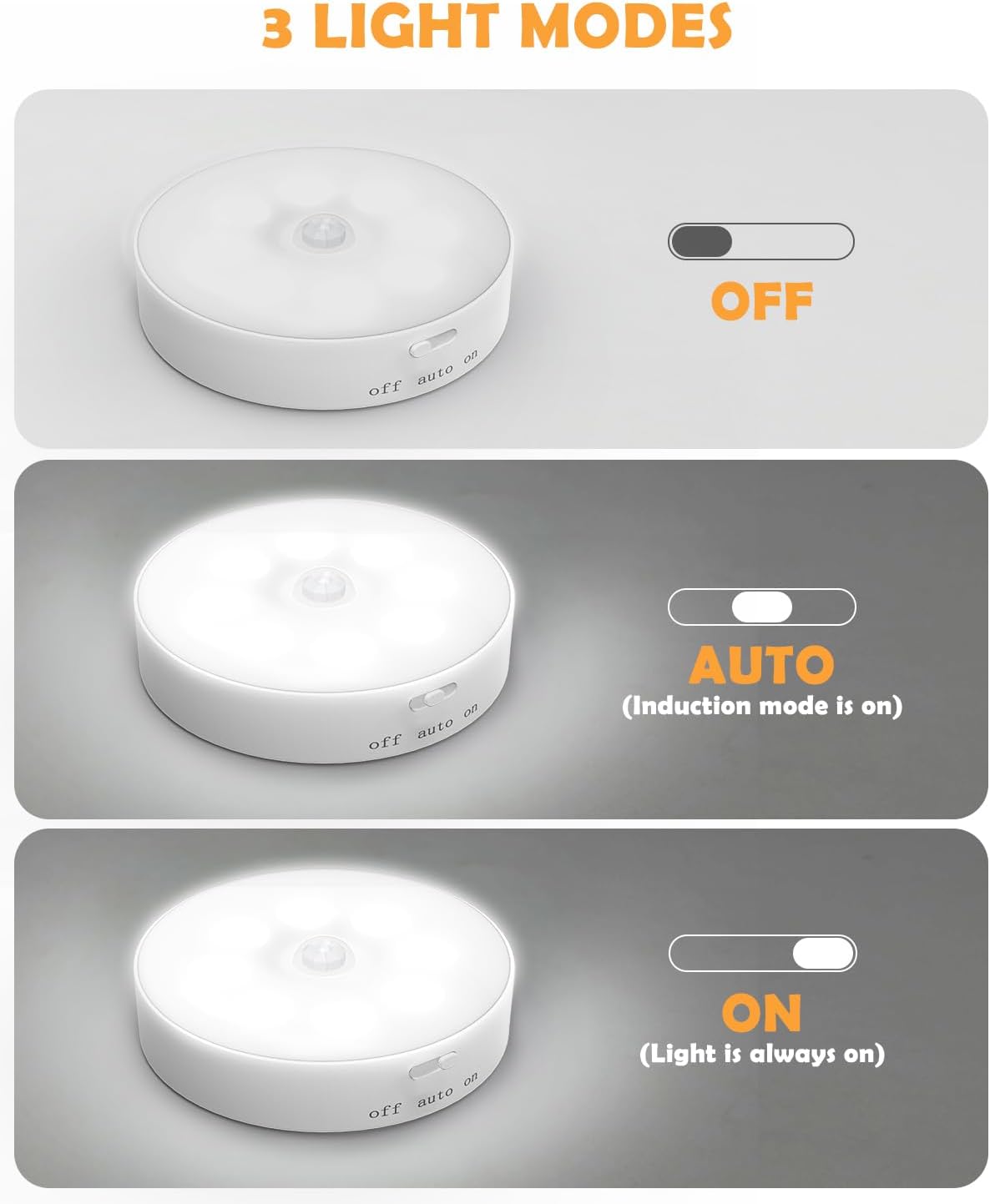 Detalle de Motion Sensor Lights Indoor, 6 Pack: USB Rechargeable Cupboard & Stair Lights with Magnetic Attachment
