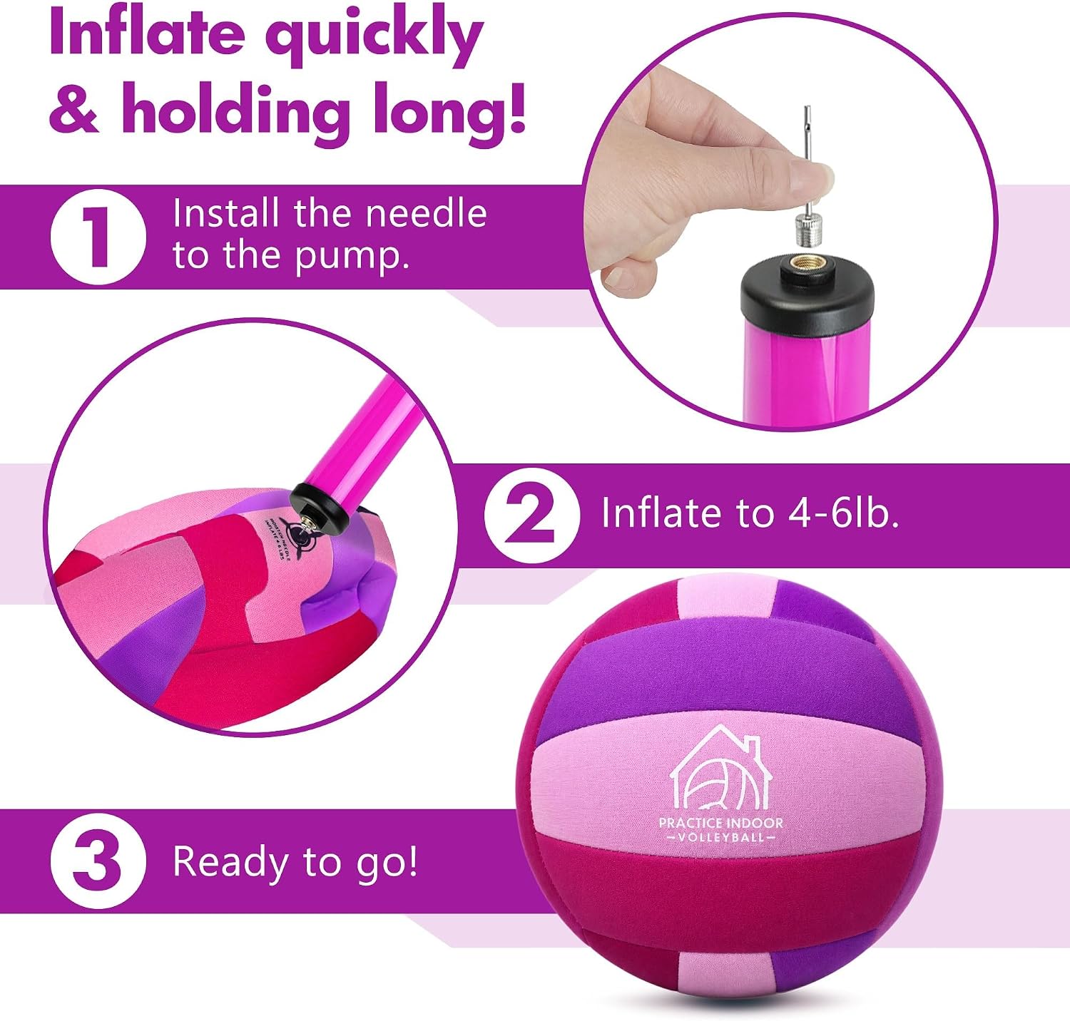 Thumbnail 5 de AceVernine Soft Indoor Volleyball, 8.2-Inch Pink, Lightweight 9 oz