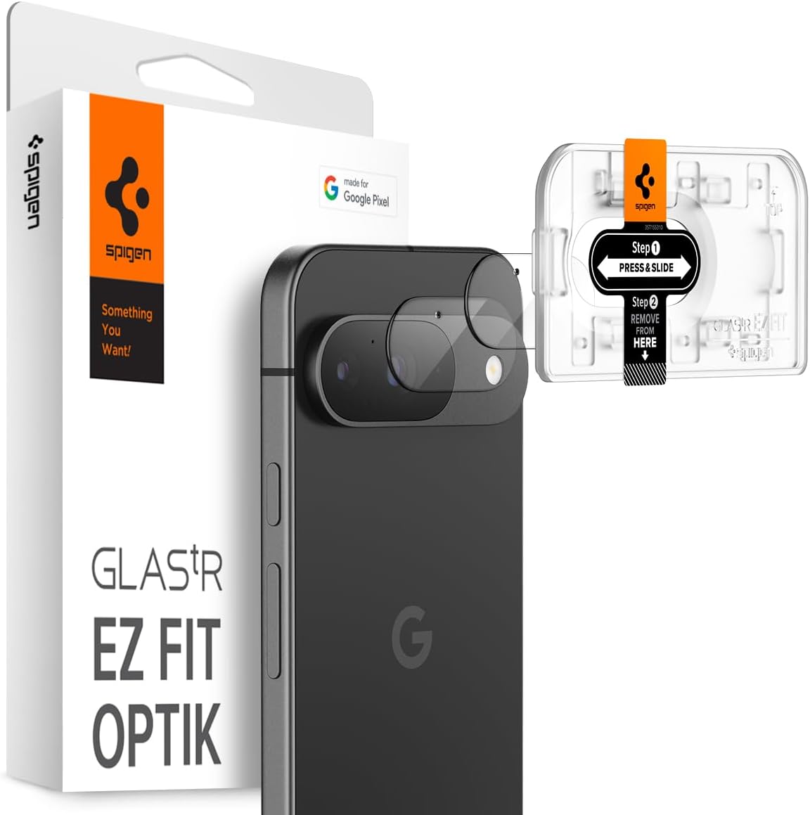 Detalle de Spigen Glas.tR EZ Fit Optik – pellicola proteggi fotocamera per Google Pixel 9 (cristallino, 2 pezzi), installazione facile