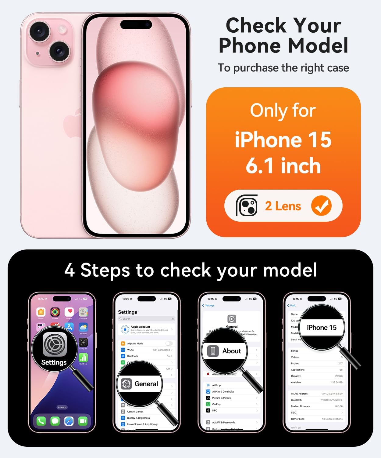 Thumbnail 1 de CANSHN magnetic iPhone 15 case (6.1") in light blue with full camera protection & MagSafe compatibility