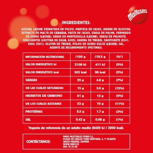 Detalle 2 de Maltesers Barritas 24 x 35 g pack chocolatinas 🍫
