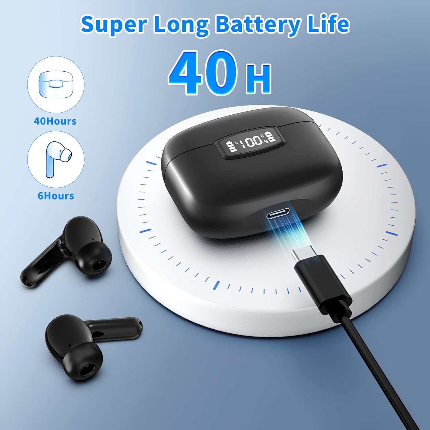 Thumbnail 1 de aaaioe Wireless Earbuds with Bluetooth 5.3, ENC Call Noise Reduction, 40H Playtime and IPX7 Sweatproof