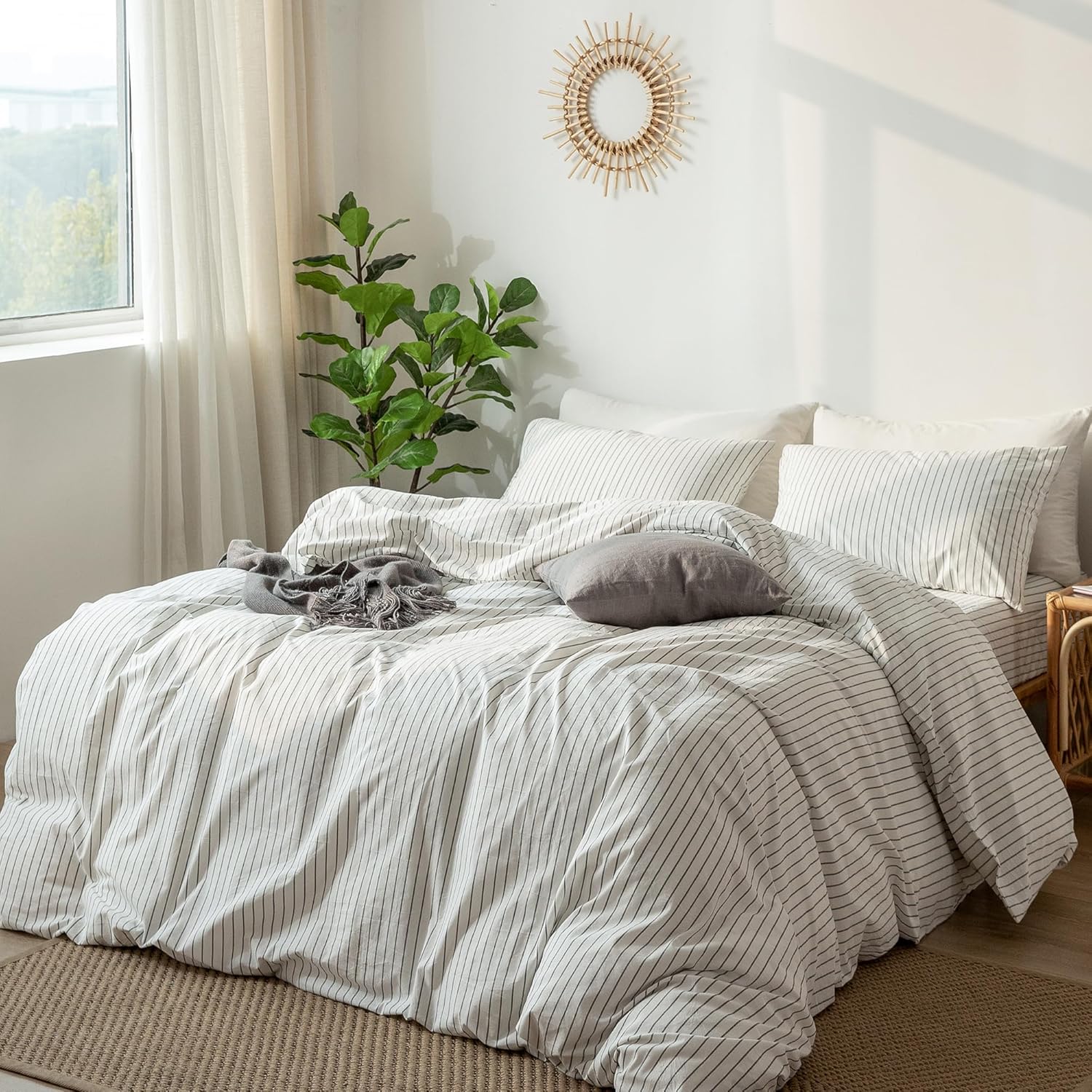 Thumbnail 3 de MooMee Striped Duvet Cover Twin 68"x90