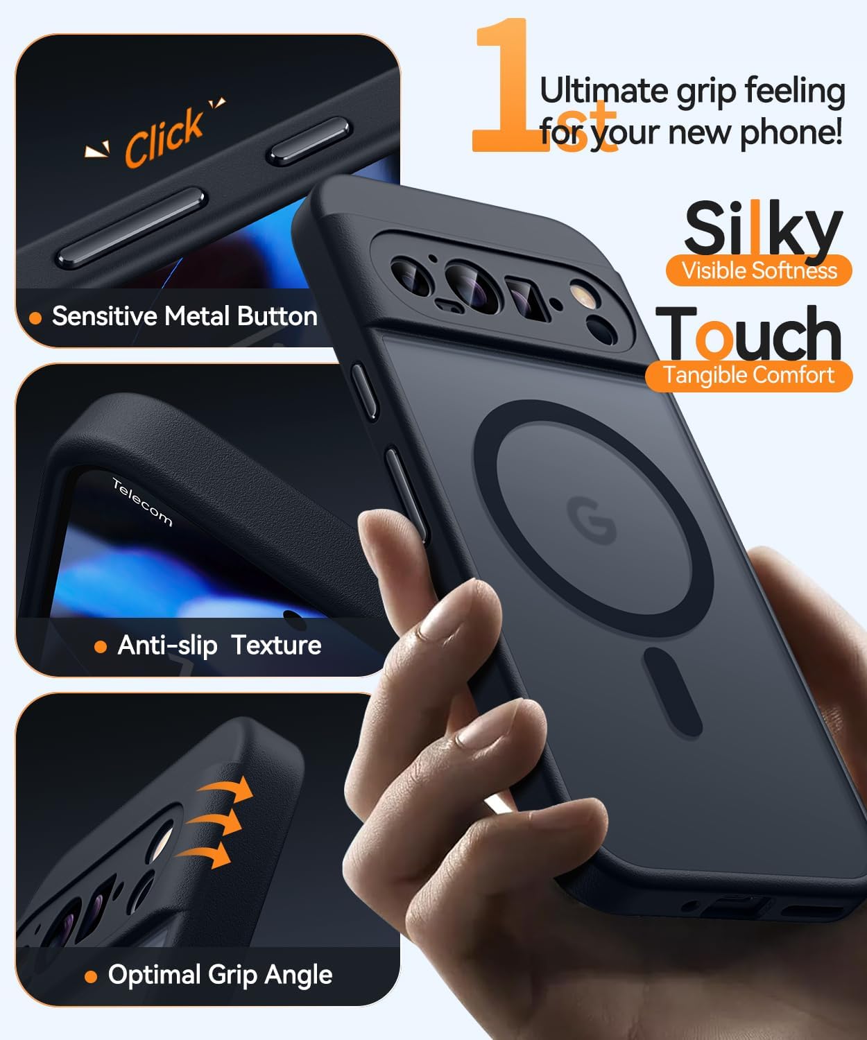 Thumbnail 6 de CANSHN Cover Magnetica per Google Pixel 9 Pro (6.3") – Protezione completa fotocamera, sfondo opaco e antiurto