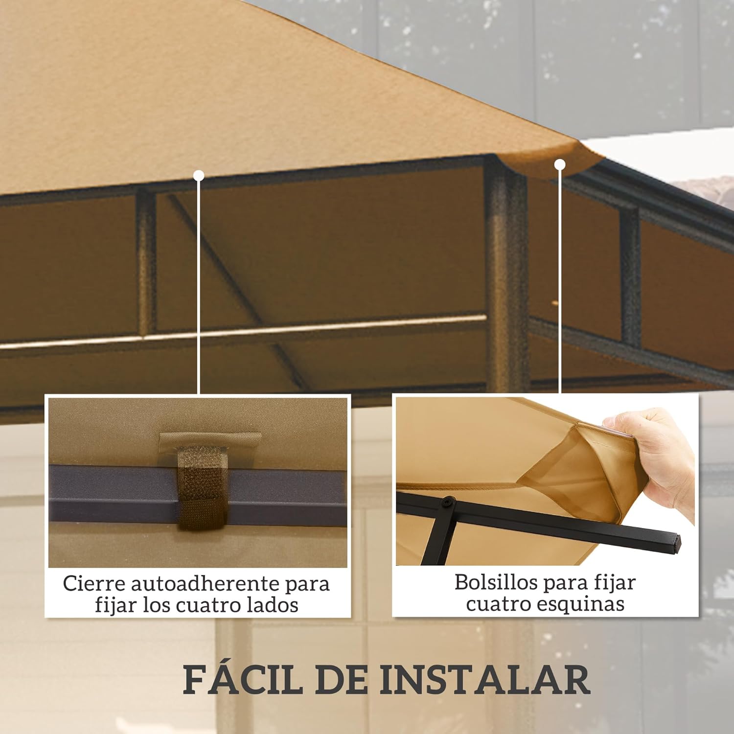 Thumbnail 3 de Outsunny techo de repuesto 300x300 cm cenador beige