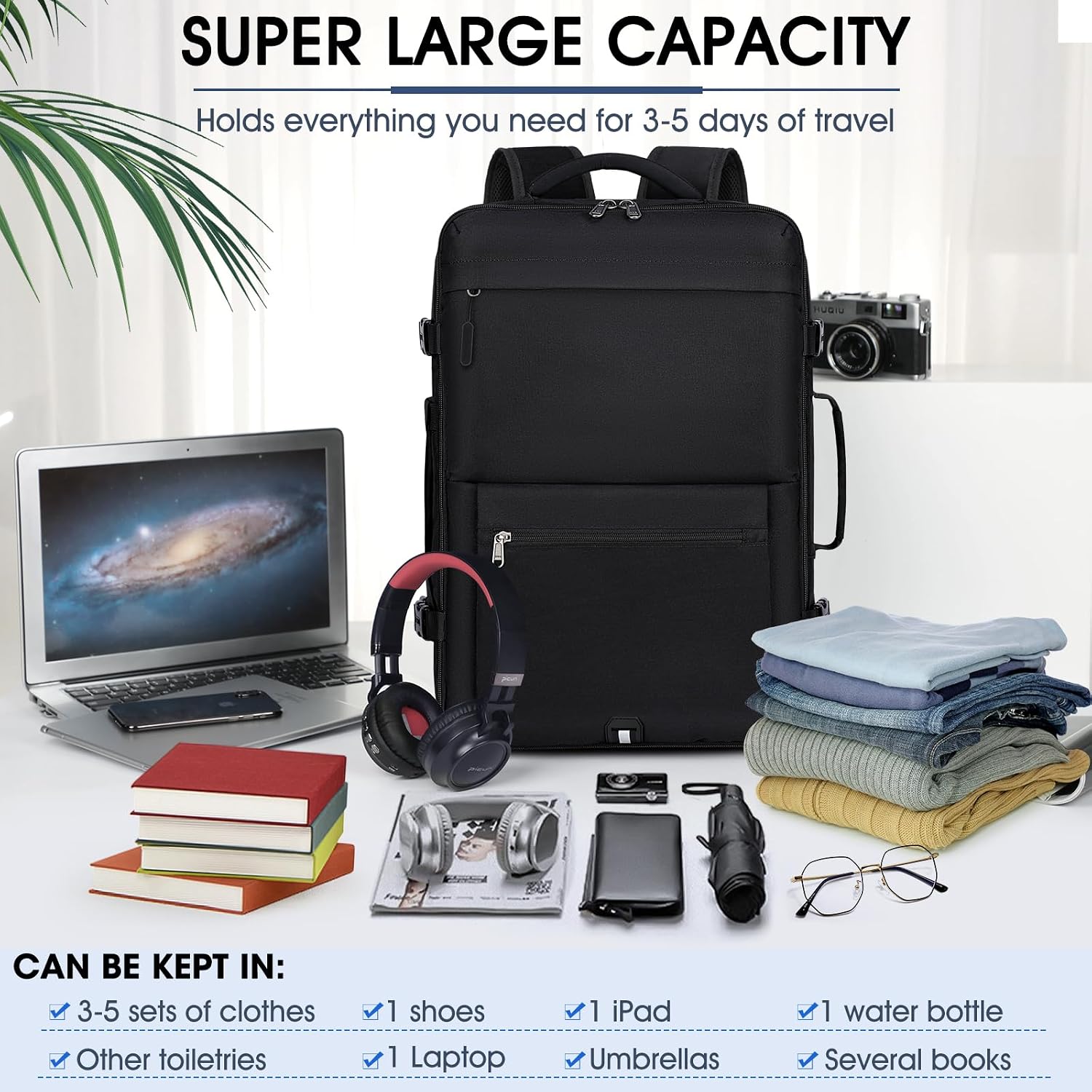 Detalle de IGOLUMON Rucksack Herren großer Laptop 17,3 Zoll – 40L, TSA-Check & Wasserdicht