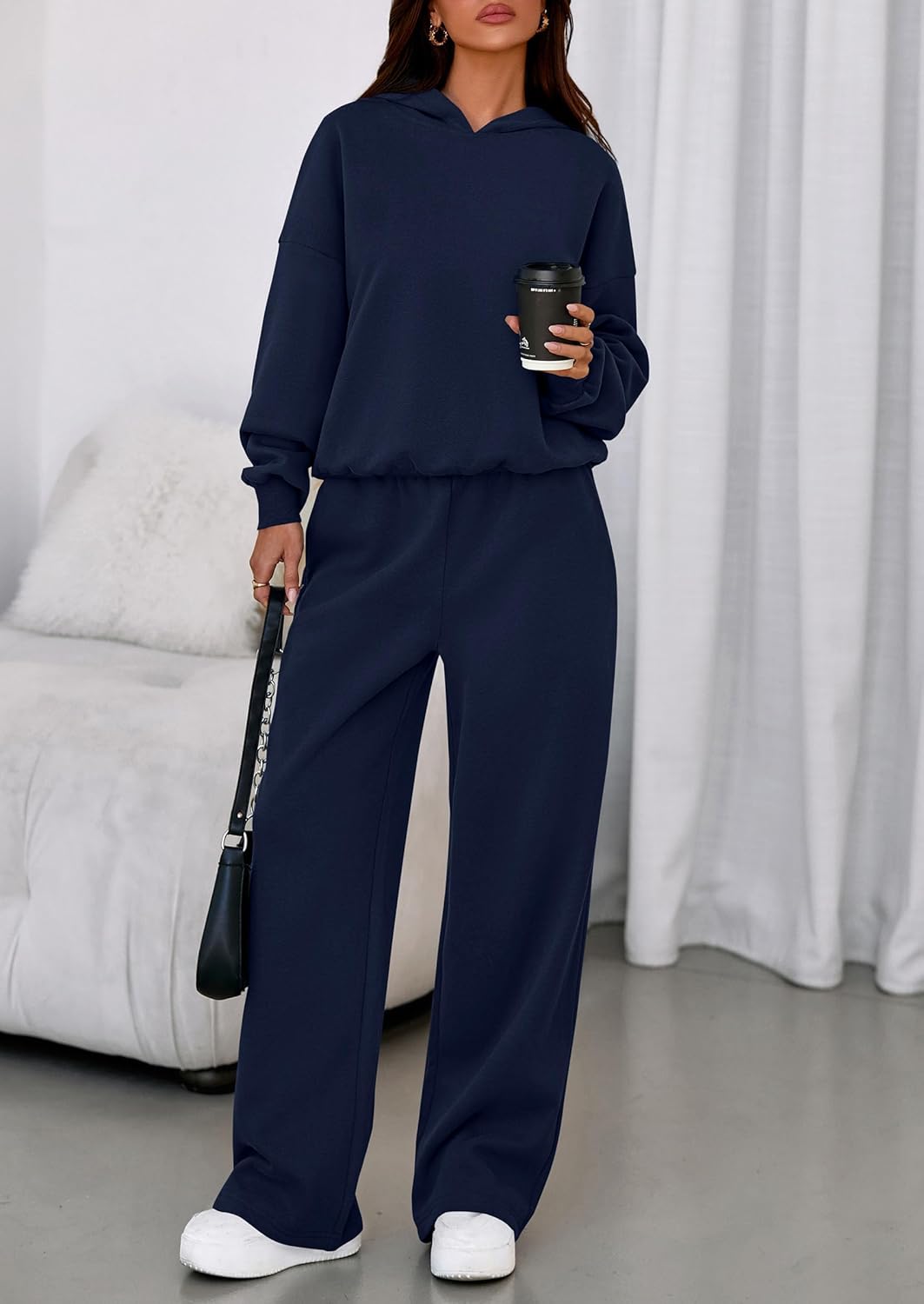 Thumbnail 1 de PRETTYGARDEN Women’s 2-Piece Sweatsuit Set (Hoodie + Wide-Leg Sweatpants) for Winter Casual Wear