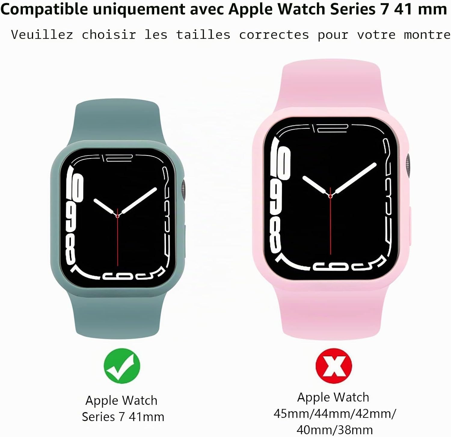 Thumbnail 1 de AOTUAO: Coque PC 4 pièces pour Apple Watch Series 9/8/7 41mm avec Protecteur d’écran en Verre Trempé (2 noirs + 2 transparents)