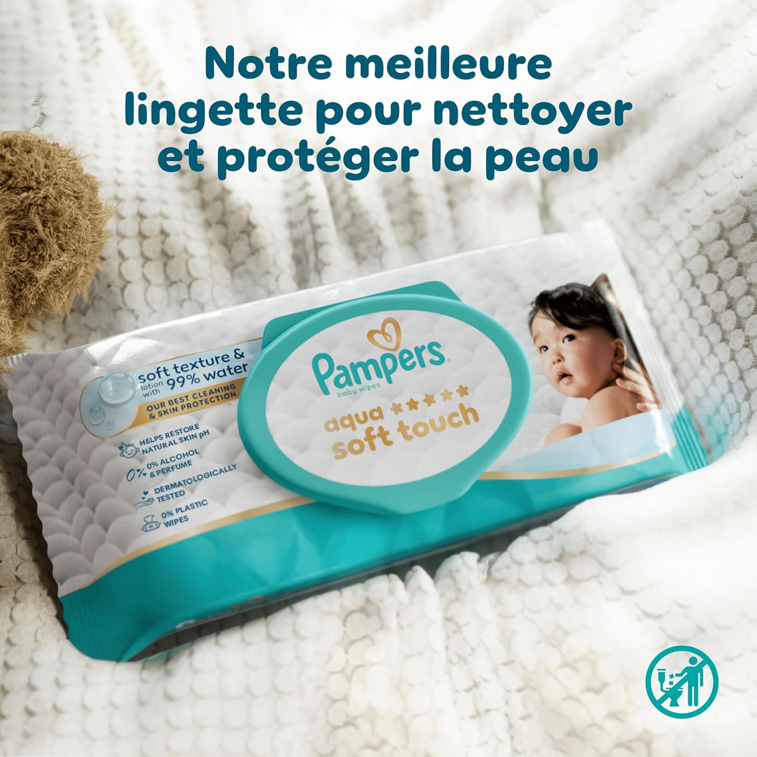 Thumbnail 4 de Coffret cadeau naissance Pampers Premium Protection (Taille 1) + lingettes Aqua Soft Touch