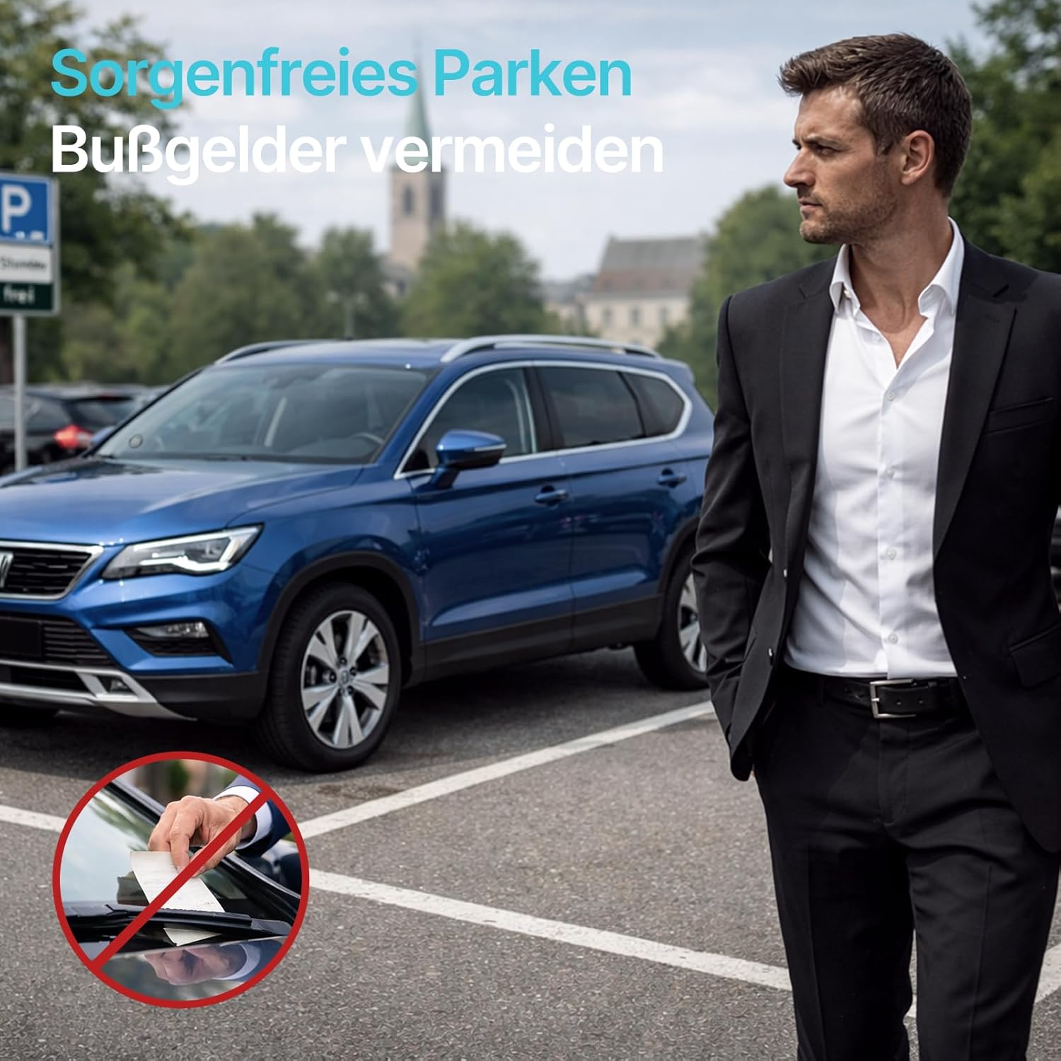Thumbnail 3 de Parkturon Elektronische Parkscheibe PT01 mit Zulassung – automatische Parkuhr mit 2 Displays und Nachtparkmodus (Schwarz)