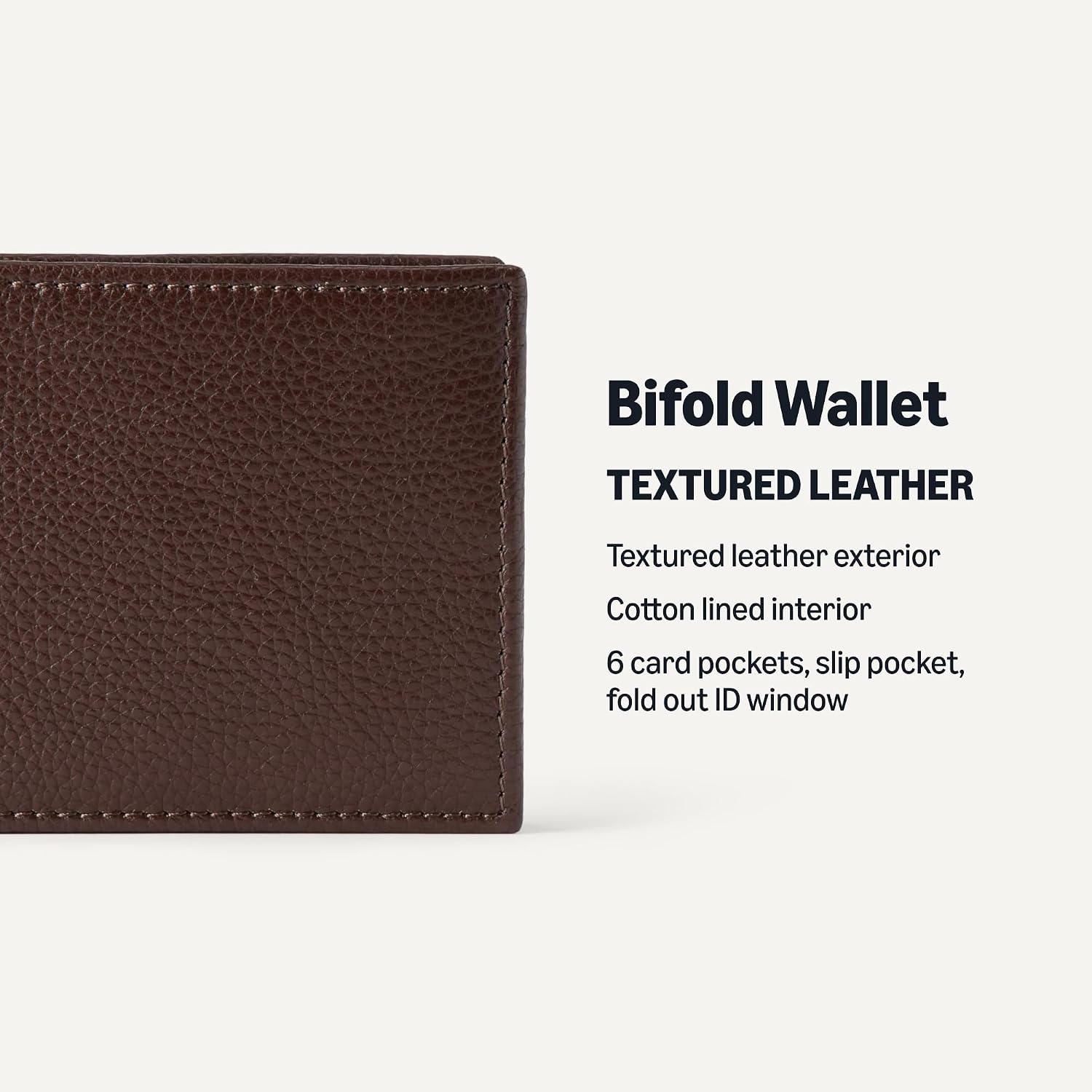 Thumbnail 1 de Amazon Essentials Pebbled Full Grain Leather Bifold Wallet 👝